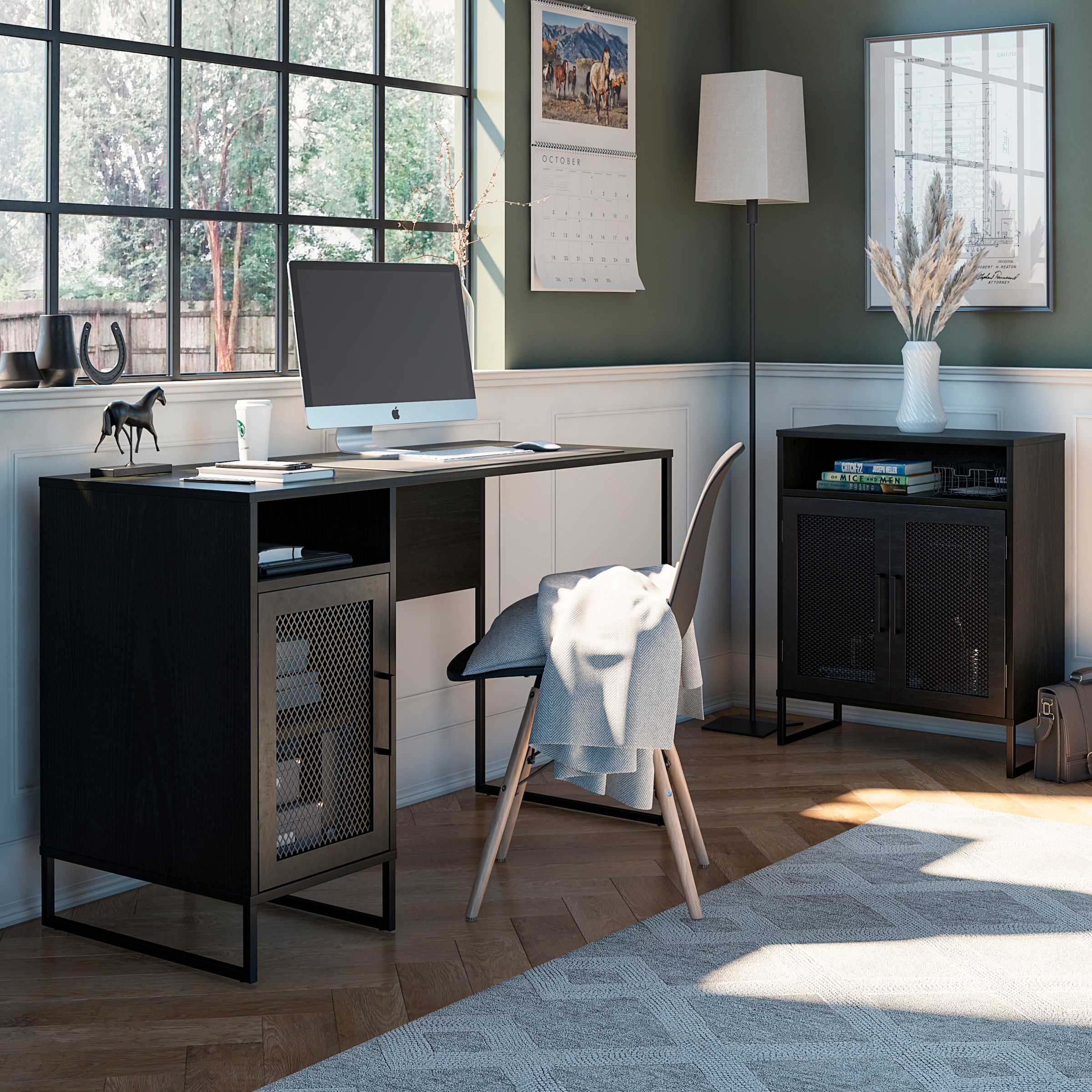 Dorel Home Schreibtisch »Purdue«, (1 St.), Tür mit Magnetverschluss, Gestell aus Metall, Höhe 76,5 cm