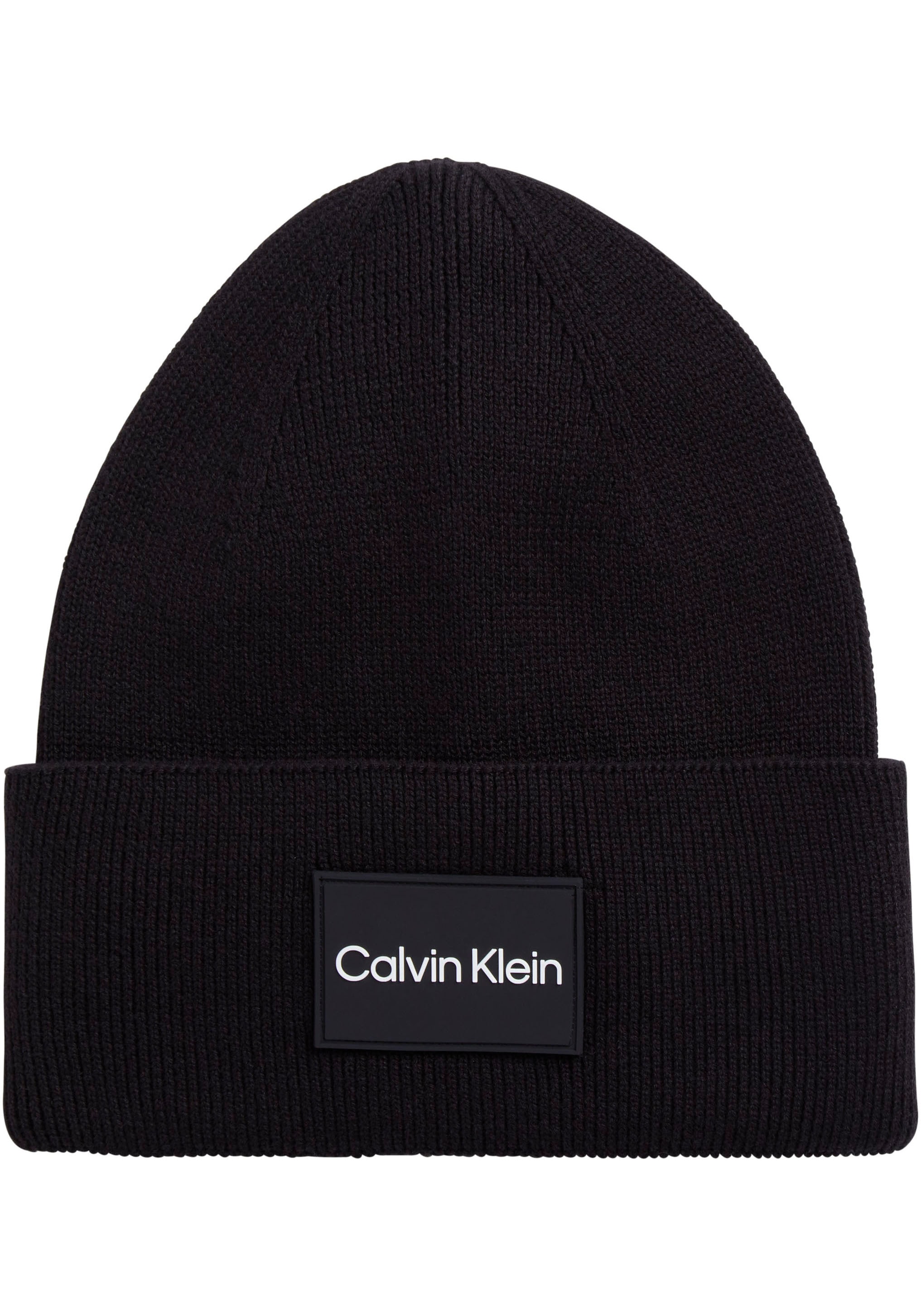 Calvin Klein Beanie »FINE COTTON RIB BEANIE«, mit Logopatch  versandkostenfrei auf