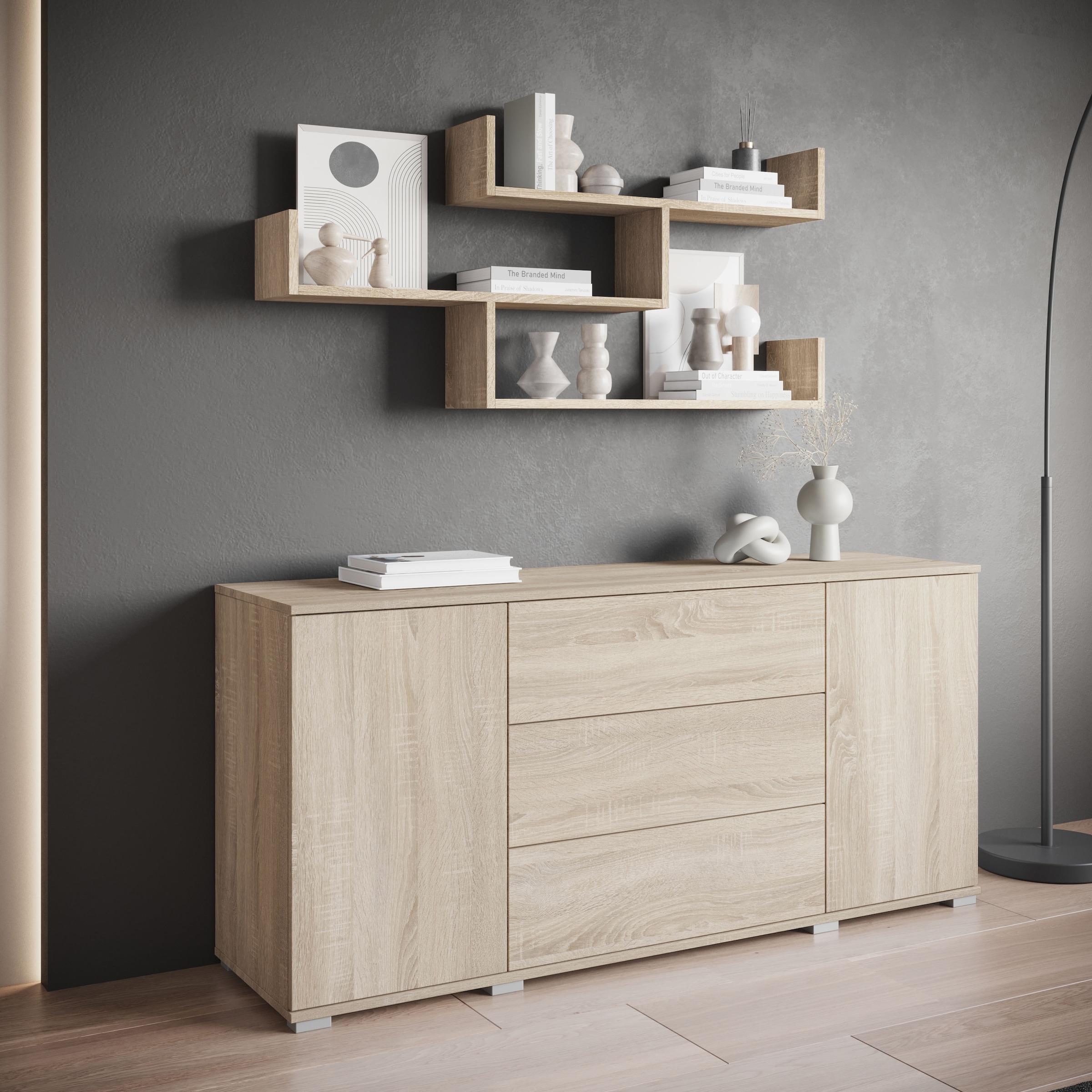 Home affaire Tableau mural »Wandregal Trio« 1 cuis tlg. étagère suspendue avec 3 surfaces de rangement, design moderne, utilisation variable