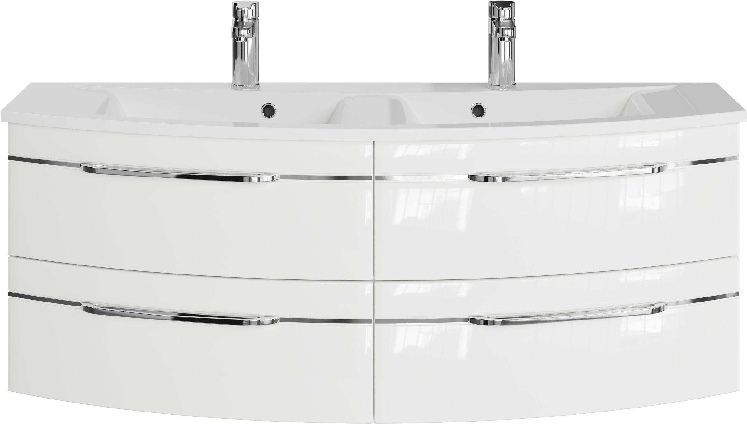 Saphir Waschtisch "Serie 7045 Mineralmarmor-Waschtisch und Unterschrank, 131 cm breit" Doppel-Waschplatz mit 4 Schubladen, Badmöbel Set mit Waschtisch