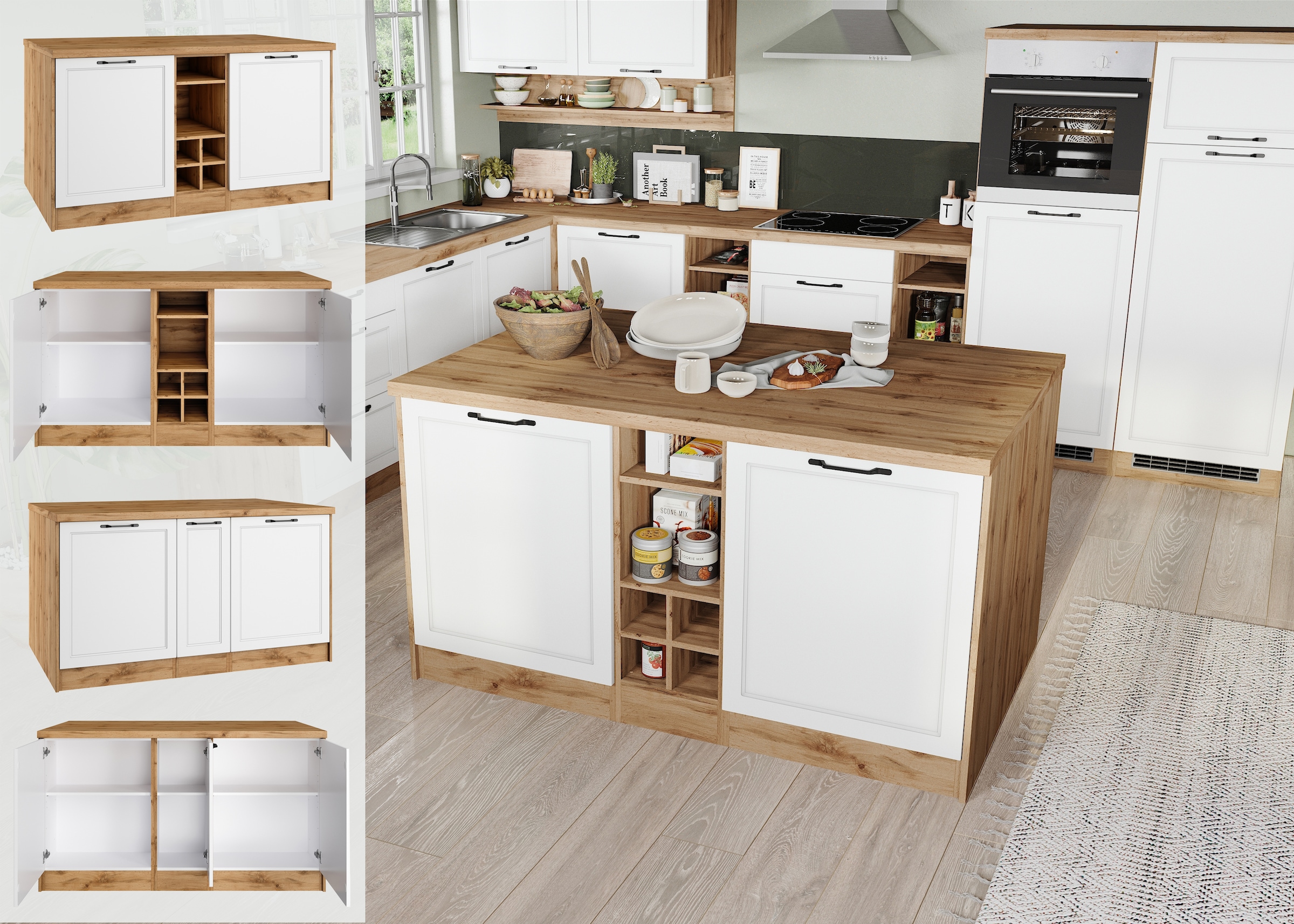 KOCHSTATION Kücheninsel »KS-Lana, Breite 153 cm« MDF-Fronten, Arbeitsplatte 38mm stark