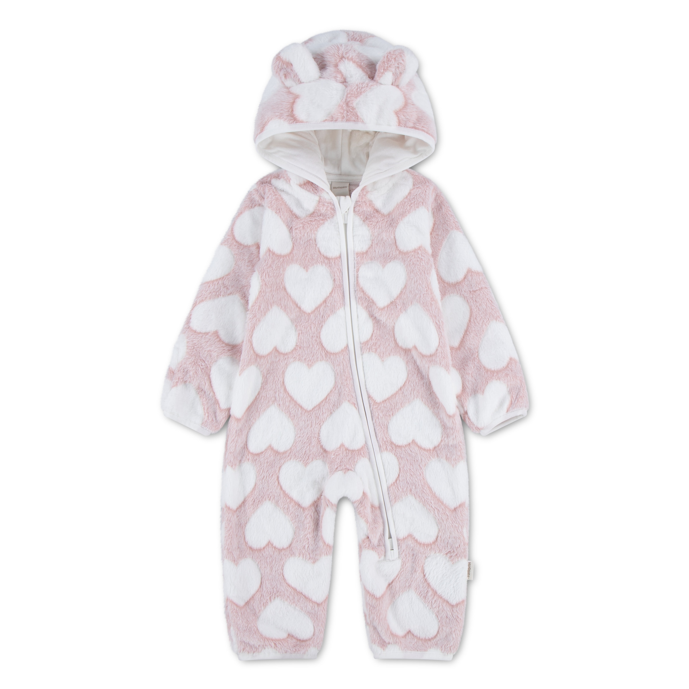 Image of HUGGIES babywear Strampler "HUGN JACQUARD SHERPA PRAM" mit durchgehendem Reissverschluss - Teddymotiv / mit Kapuze