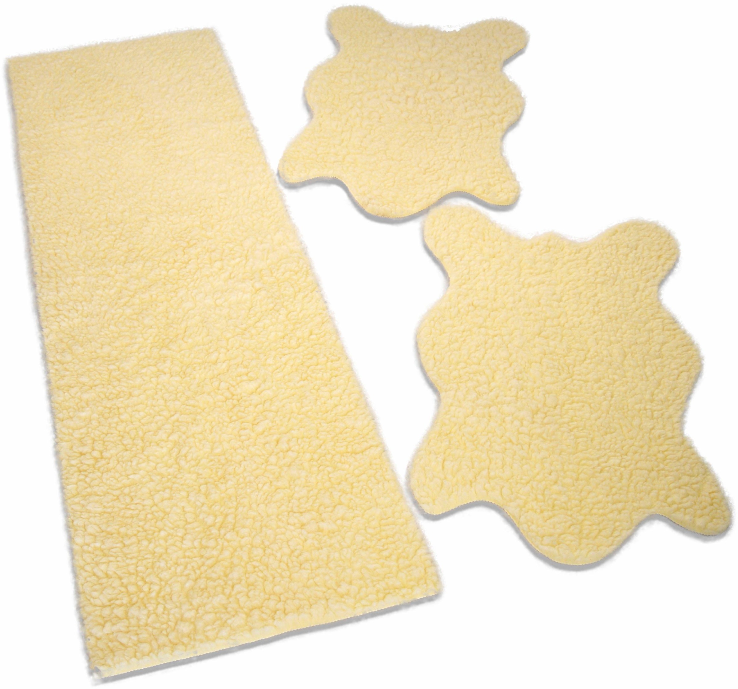 Image of KiNZLER Bettumrandung »Fell uni«, (3 tlg.), Bettvorleger, Läufer-Set für das Schlafzimmer, Kunstfell, Fellform, Uni Farben, waschbar bei Ackermann Versand Schweiz