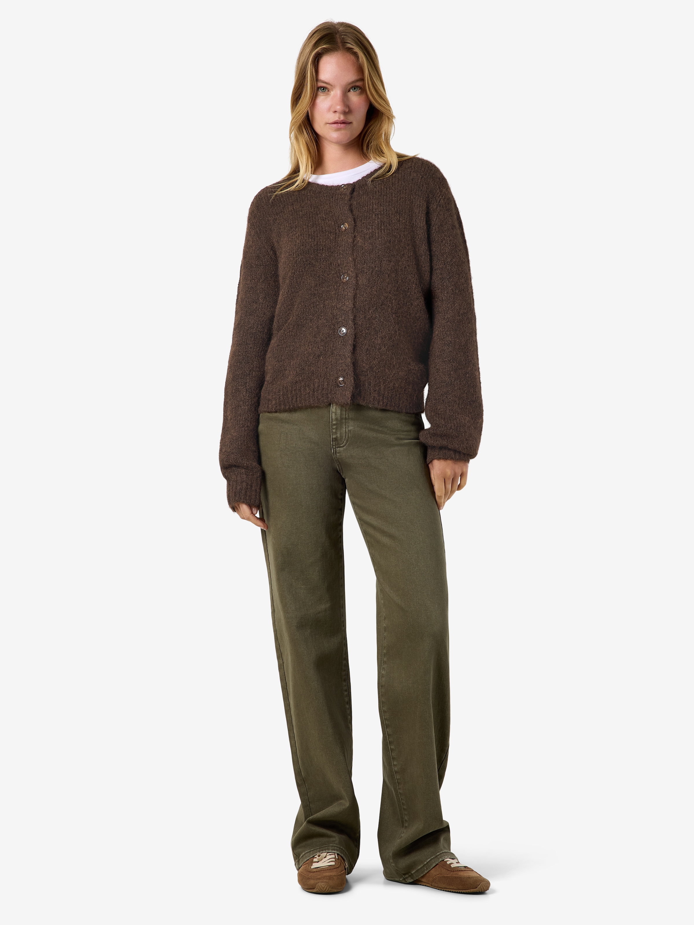Noisy may Strickjacke »NMSUTTON L/S O-NECK KNIT CARDI NOOS« Materialmix, relaxed fit
