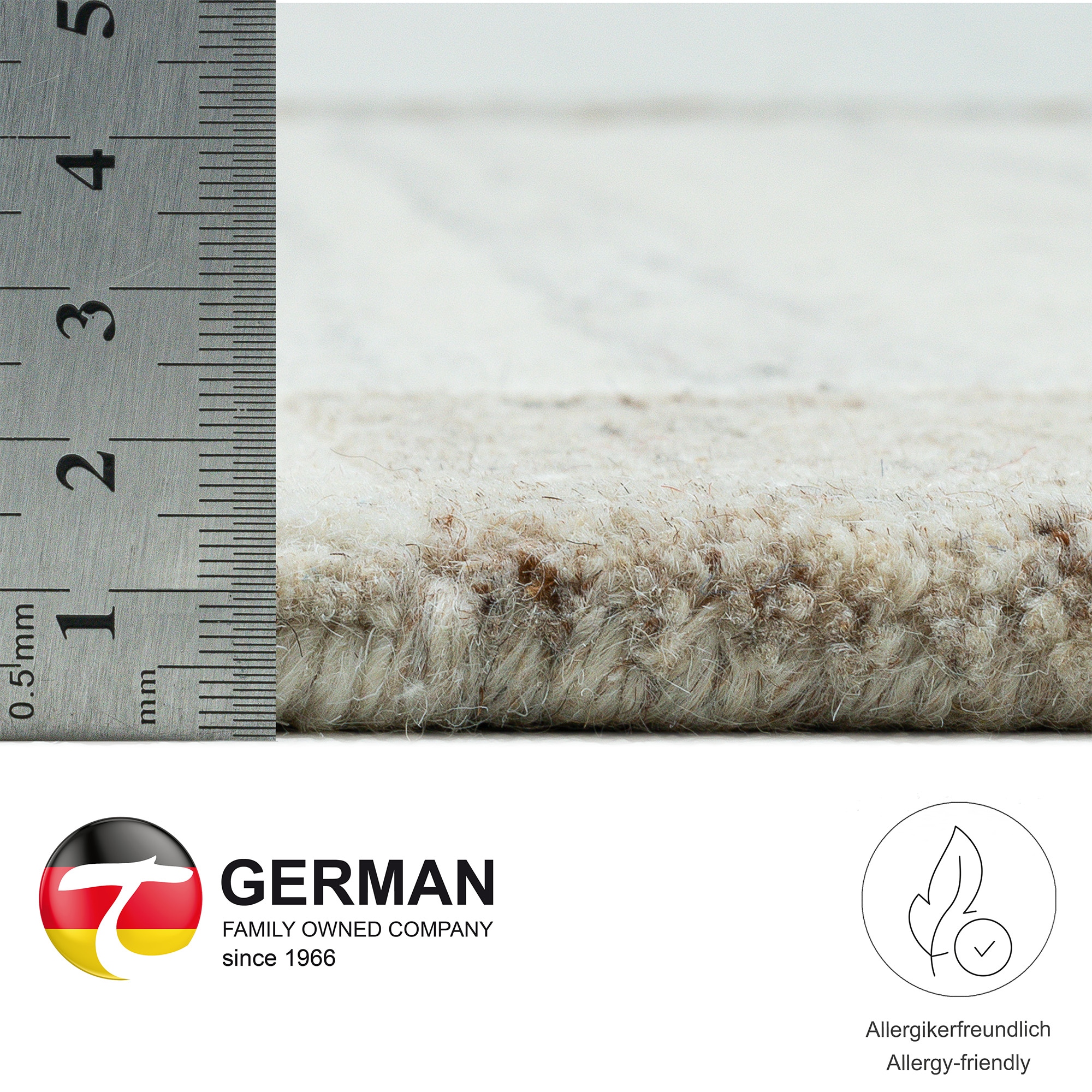 THEKO Tapis en laine »Natural Garden« Rectangulaire 14 mm Höhe reine Wolle, mit Bordüre, handgetuftet, Wohnzimmer