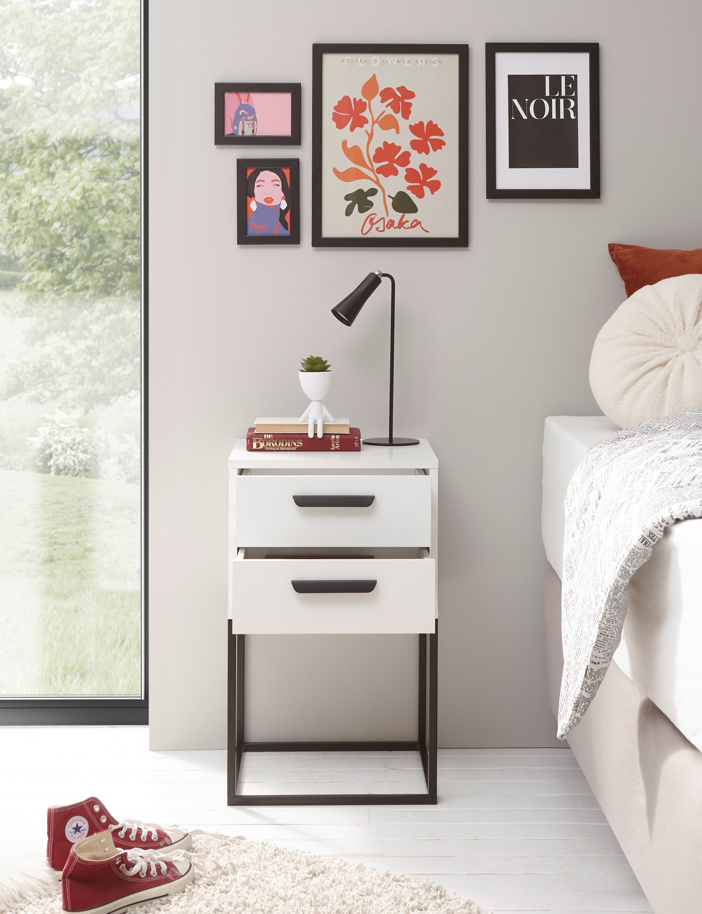 Schlafkontor Table de nuit »Suna Kommode, Nachttisch, Nachtschrank« auf Metallgestell