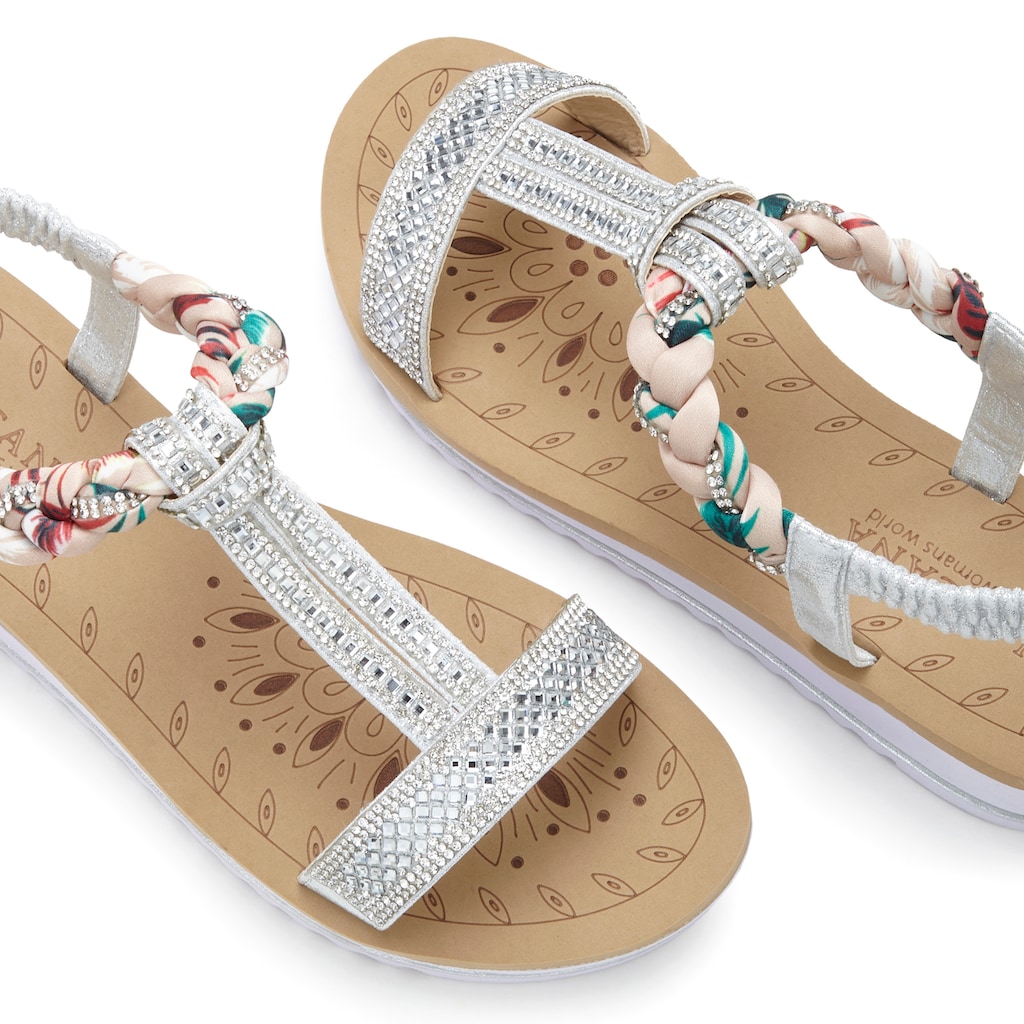 LASCANA Sandale, mit elastischen Riemchen, Schmucksteinen, Sandalette, Sommerschuh