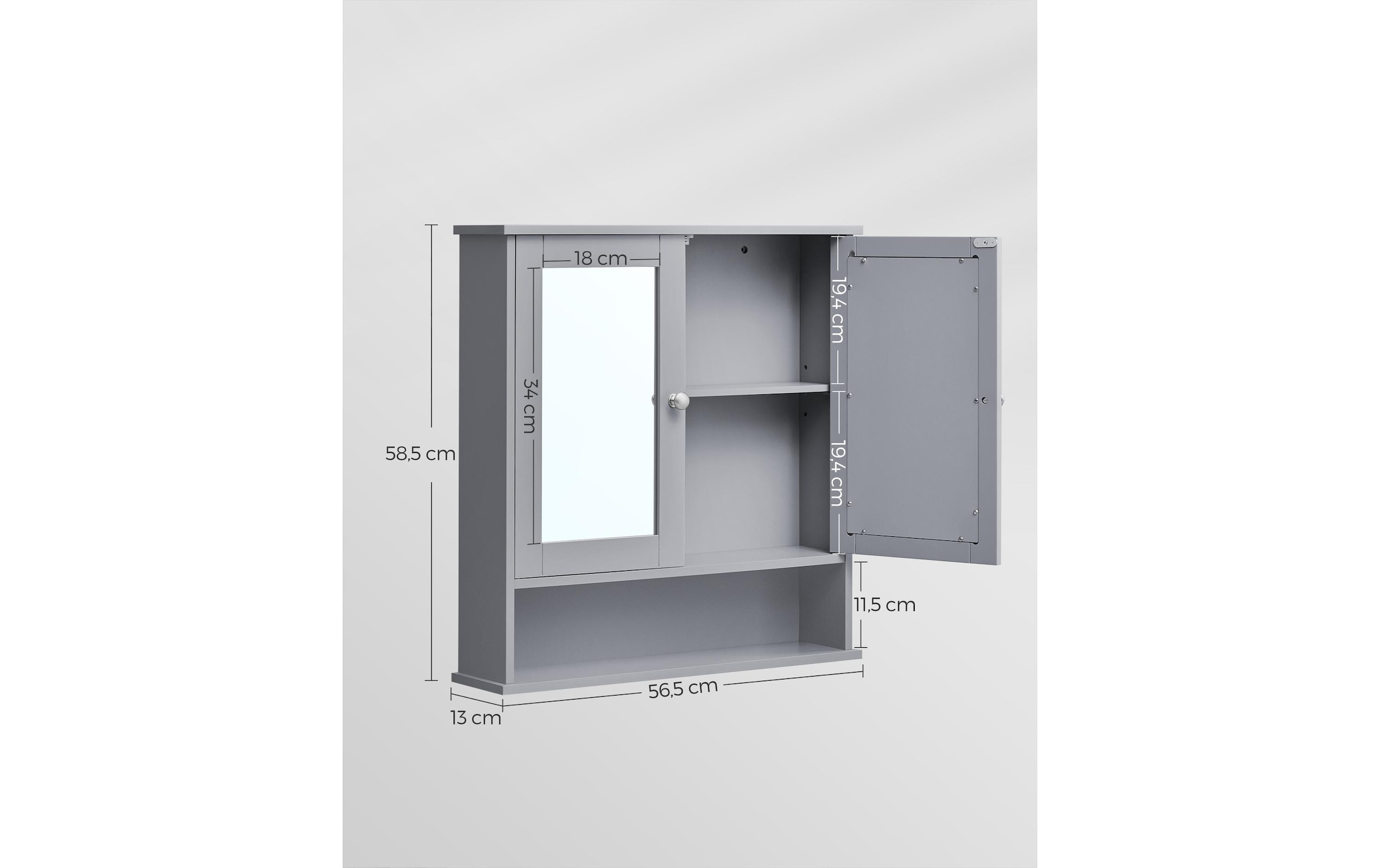 VASAGLE Spiegelschrank »MDF, 13 x 56.5 x 58.5 cm«