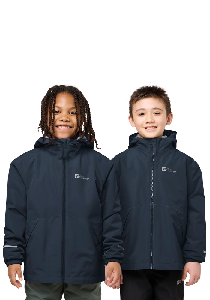 Image of Jack Wolfskin 3-in-1-Funktionsjacke "ICELAND 3IN1 JACKET K" mit Kapuze für Kinder, mit fester Kapuze, atmungsaktiv, winddicht, wasserdicht