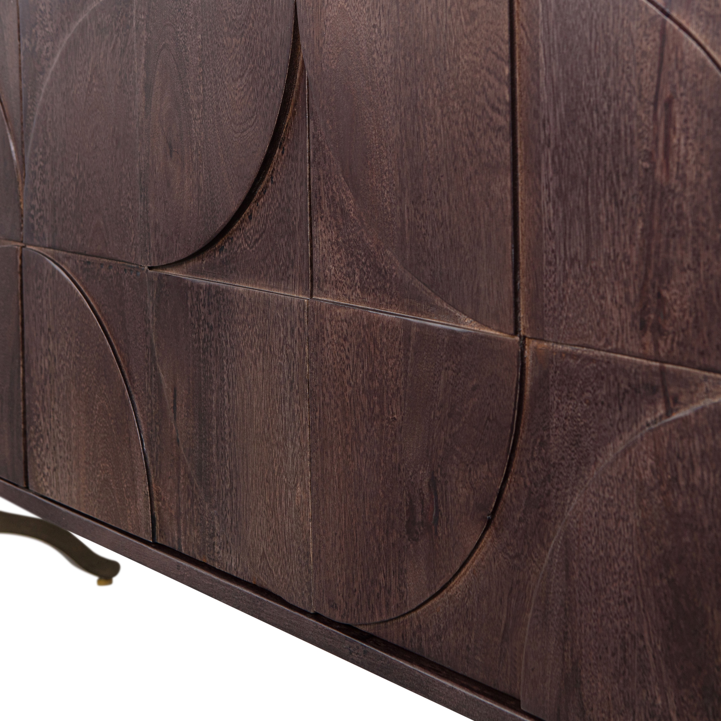 WOOOD Sideboard »Draw mit Massivmangoholz und 3D-Türmuster B 180 x T 40 x H 70 cm« 2 Kabelöffnungen, Tragkraft Deckplatte 35 kg, einfach zu montieren