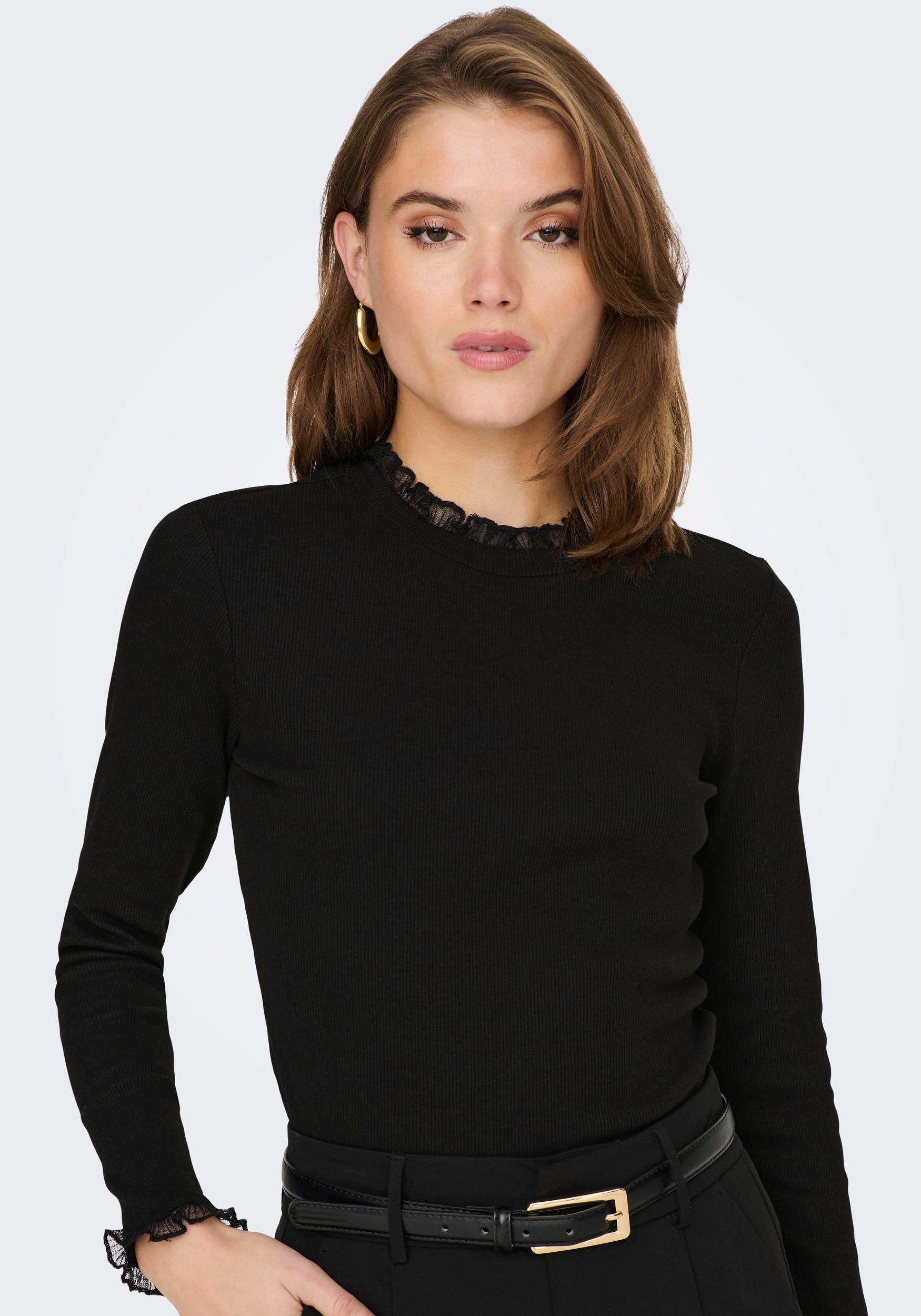 ONLY Langarmshirt »ONLLESLIE L/S LACE MIX TOP JRS«