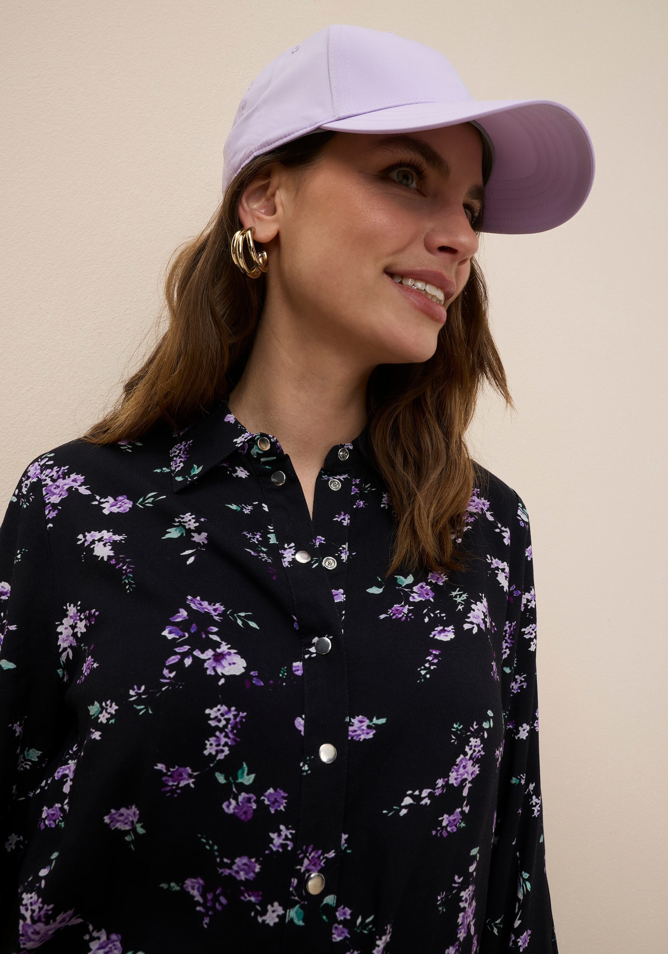 Tamaris Hemdblusenkleid aus Viskoseweb mit Print