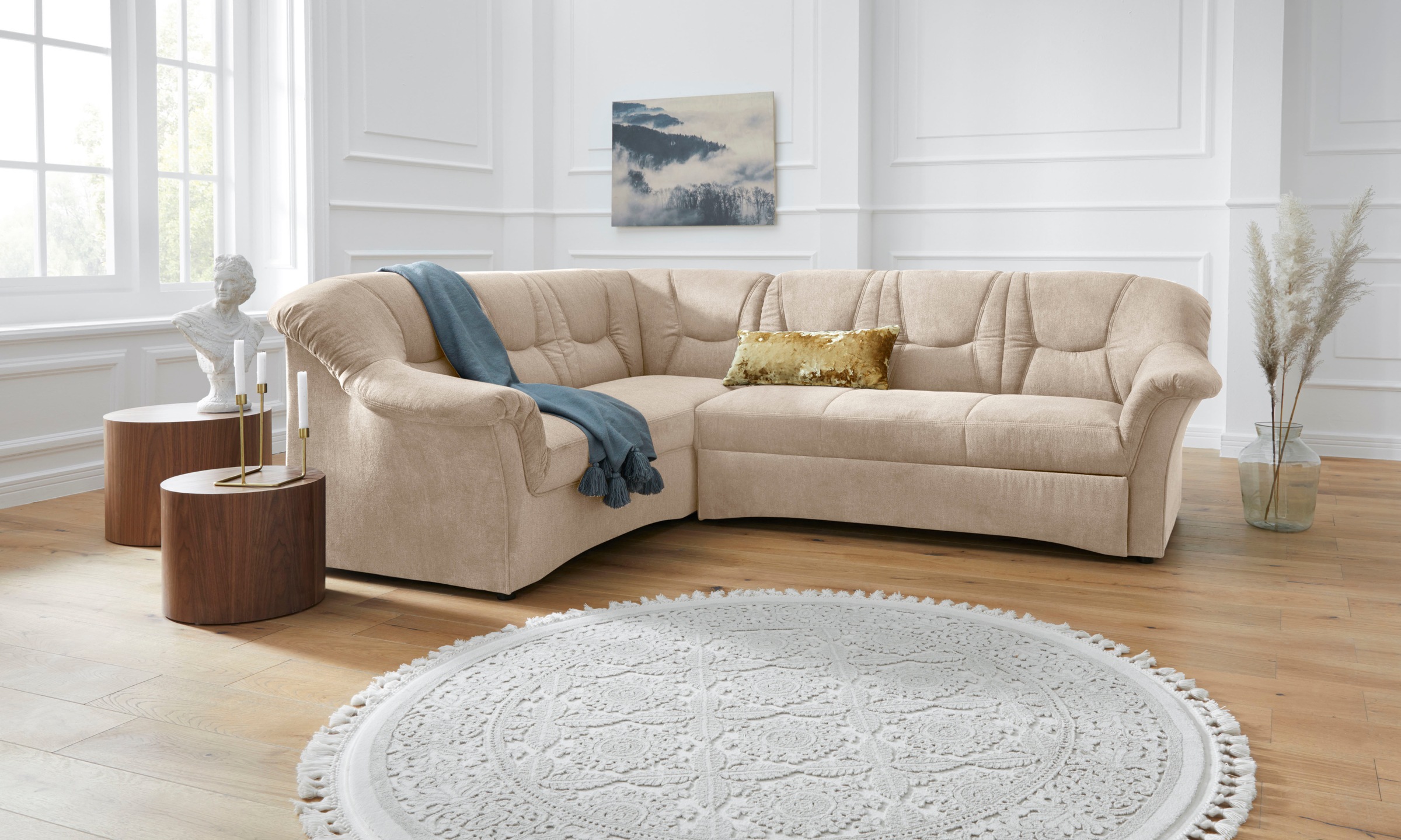 DOMO collection Ecksofa »Sarafina zeitlos und komfortabel, optional mit Federkern, L-Form«, wahlweise mit Bettfunktion