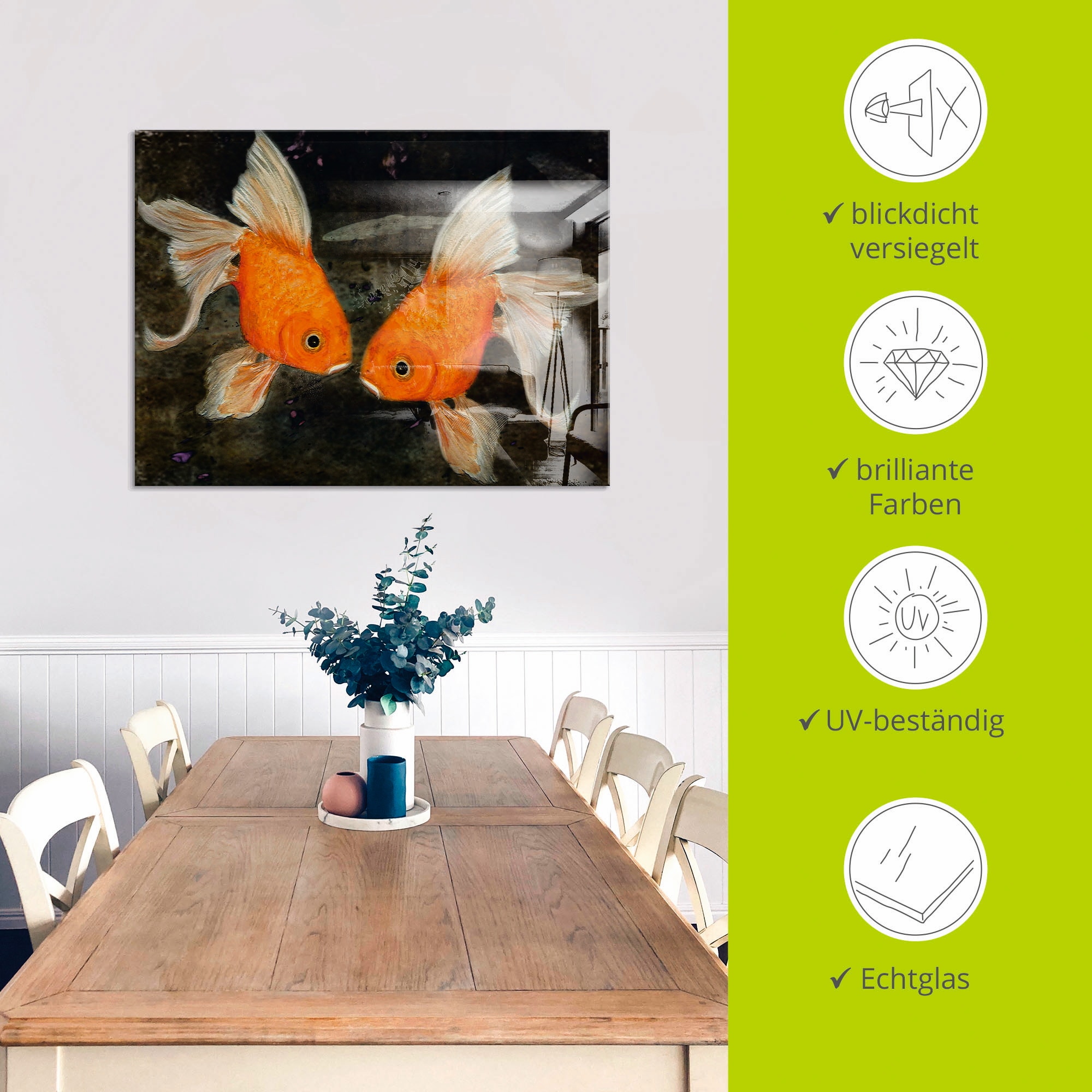 Artland Glasbild »Turtelfische«, Wassertiere, (1 St.), in verschiedenen Grössen