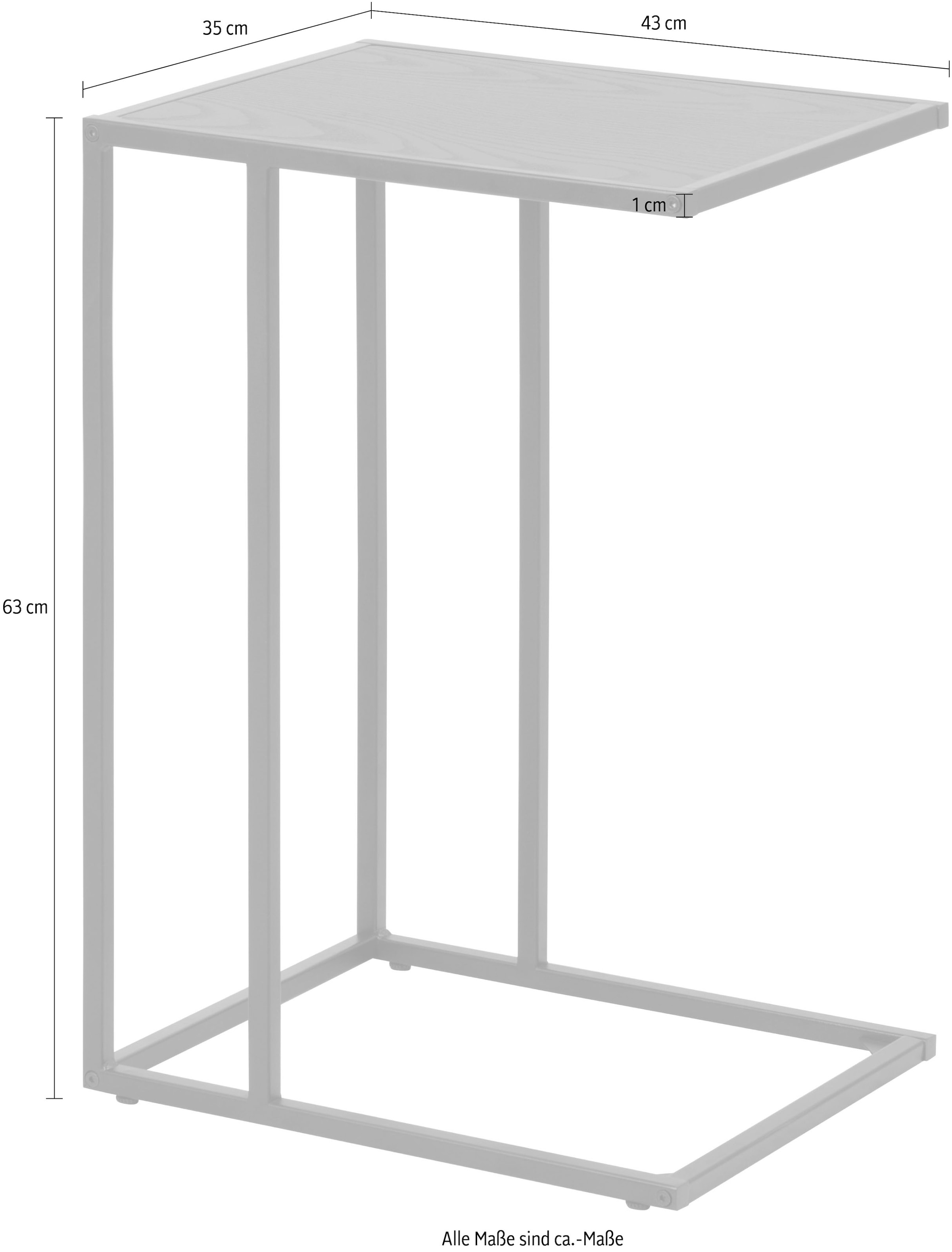 ACTONA GROUP Table d'appoint avec cadre métallique étroit en look industriel moderne, hauteur 63 cm
