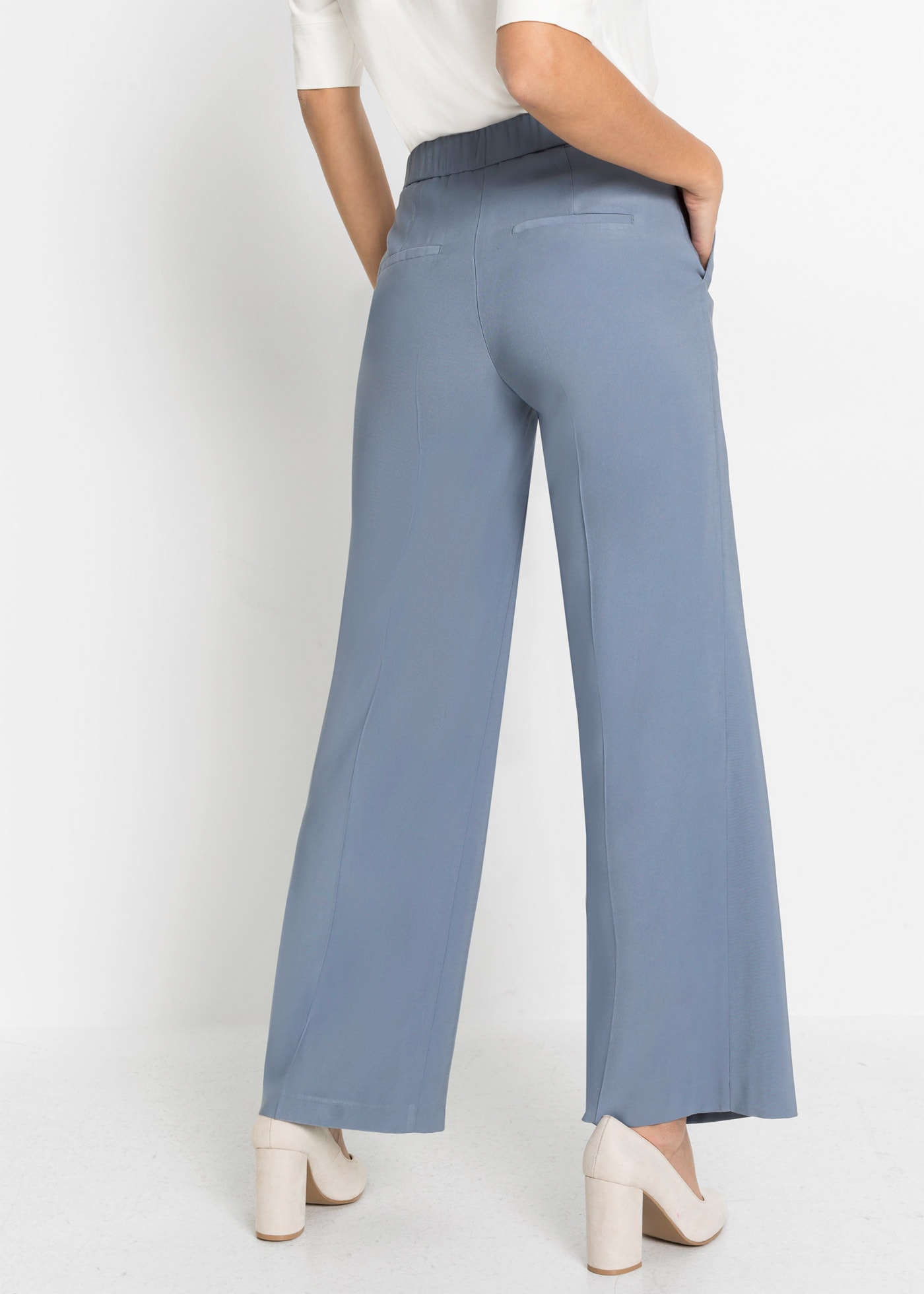 bonprix Pantalon en tissu »Leichte Marlenehose mit Viskose«  pantalon Marlene, coupe loose, jambe large, style féminin
