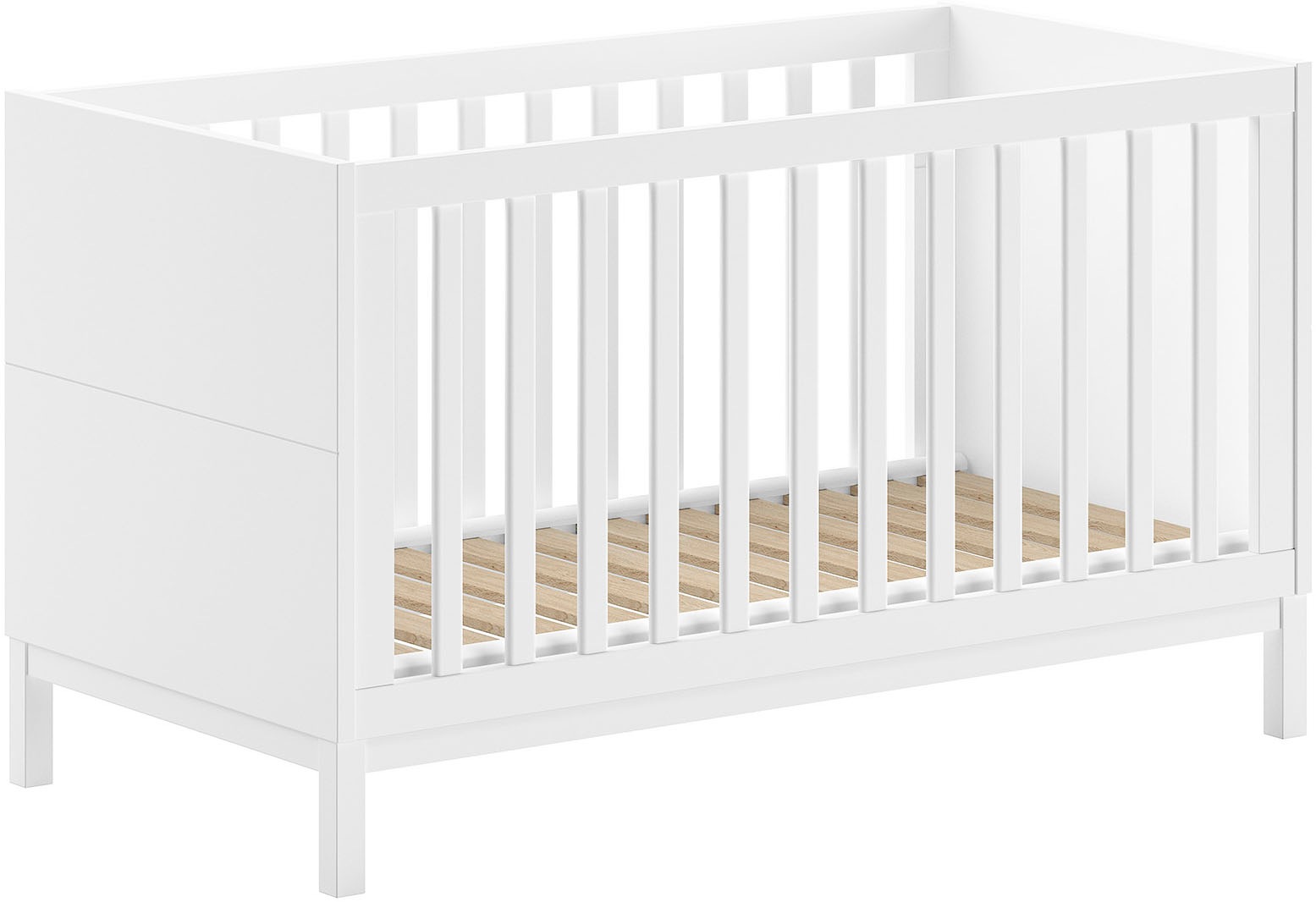 Vipack Lit bébé »in gradlinigem Design, standfest gebaut, pflegeleichte Oberfläche« 70x140 cm avec 3 barreaux d'accès, convertible en lit junior, laqué blanc