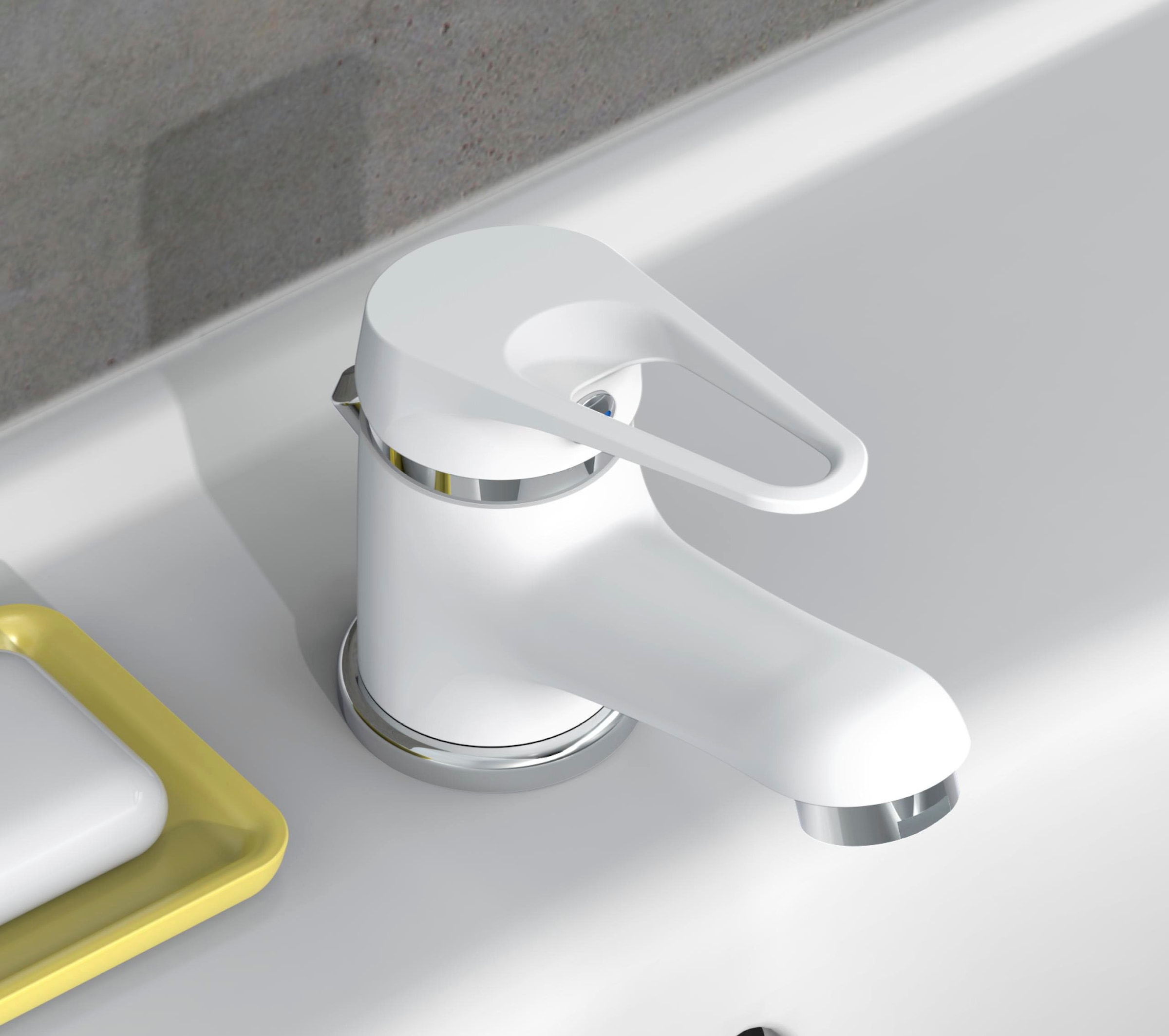 Eisl Robinet de lavabo »SPEED« avec barre de traction, garniture de vidange, mitigeur, blanc/chrome