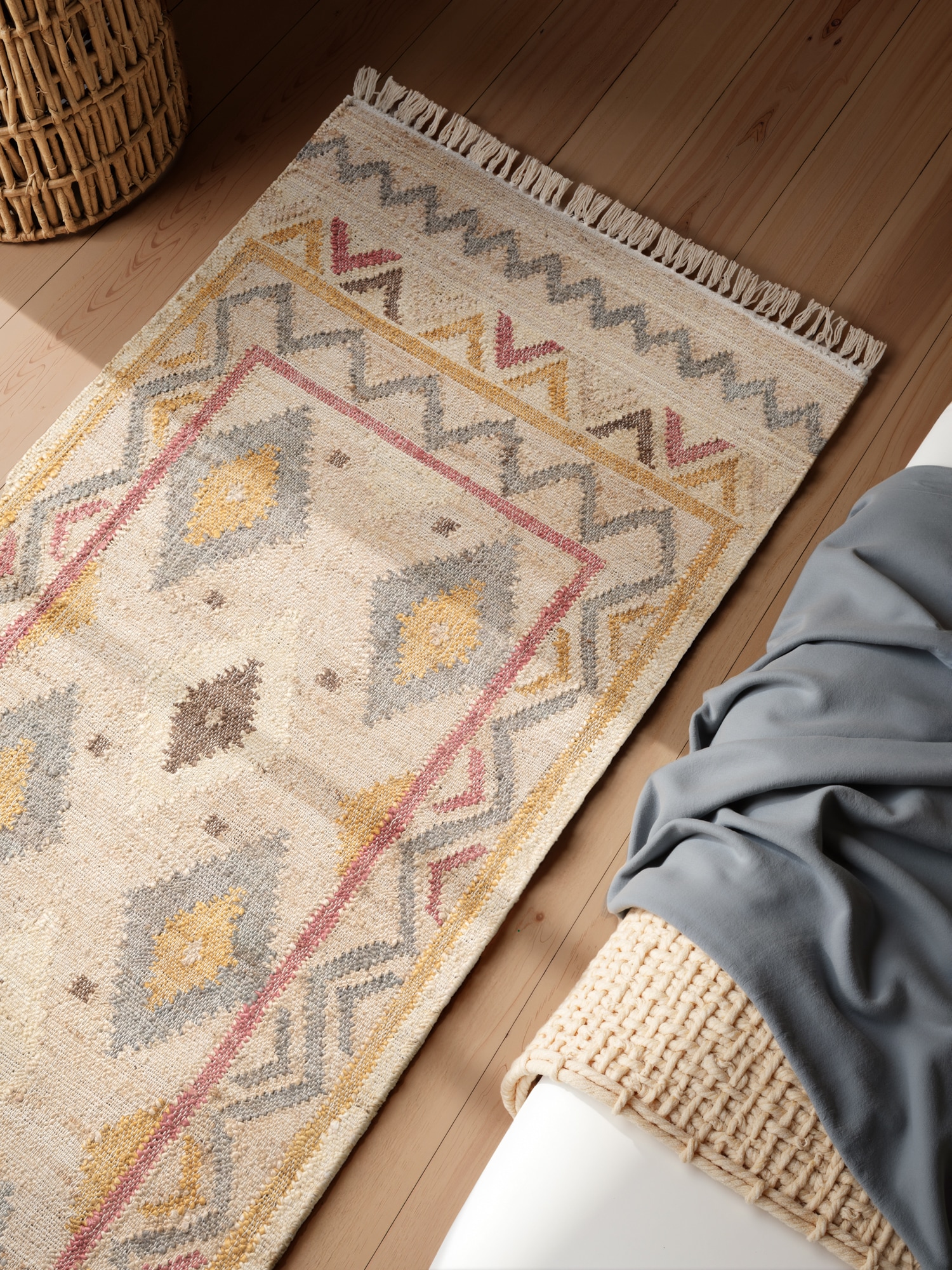 ELLE DECORATION Teppich »Kelim Imani« rechteckig 3 mm Höhe Jute, Baumwolle, Natur, Handgewebt, Kelim, orientalisch, Boho