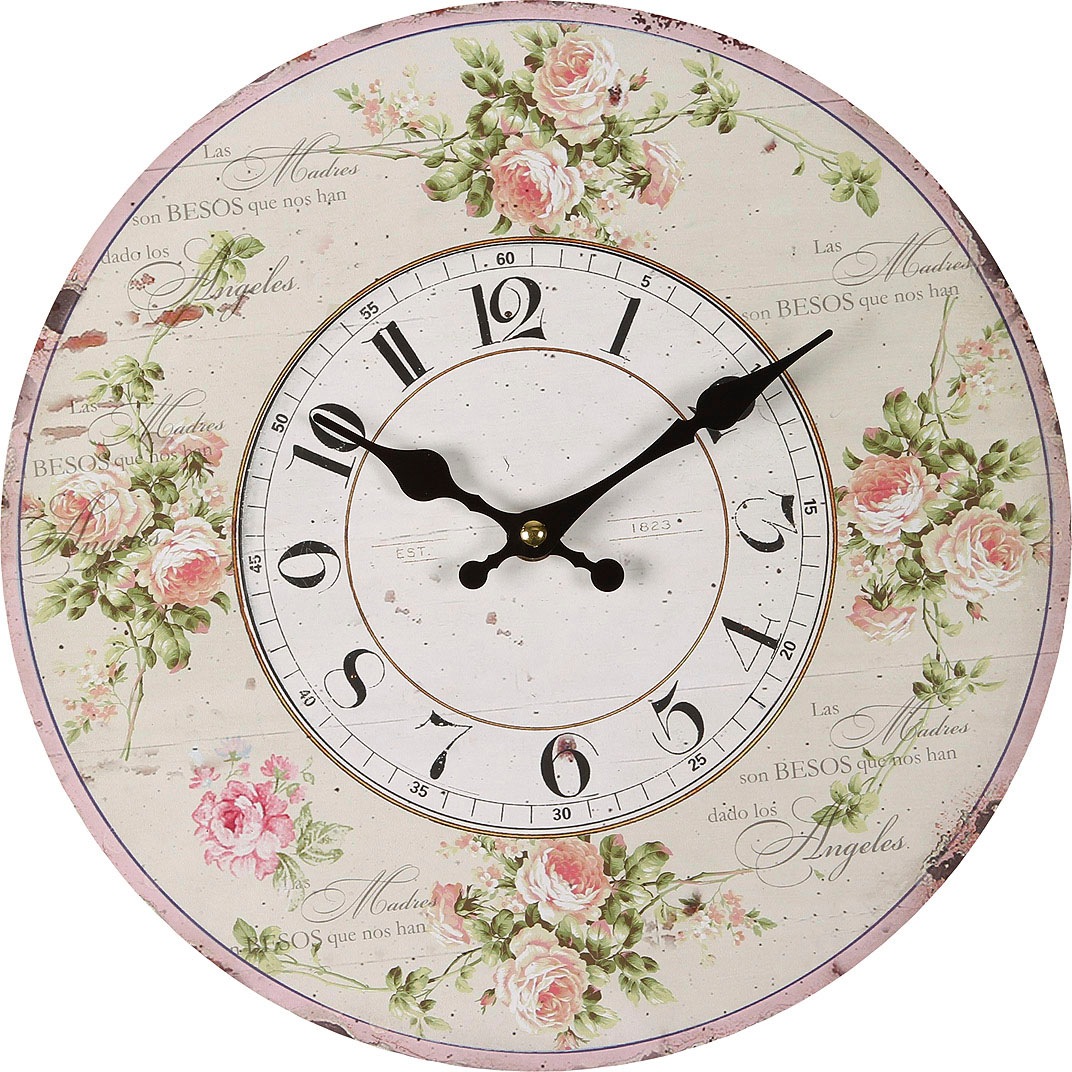 Image of Ambiente Haus Wanduhr "Rosen Wanduhr 28cm"