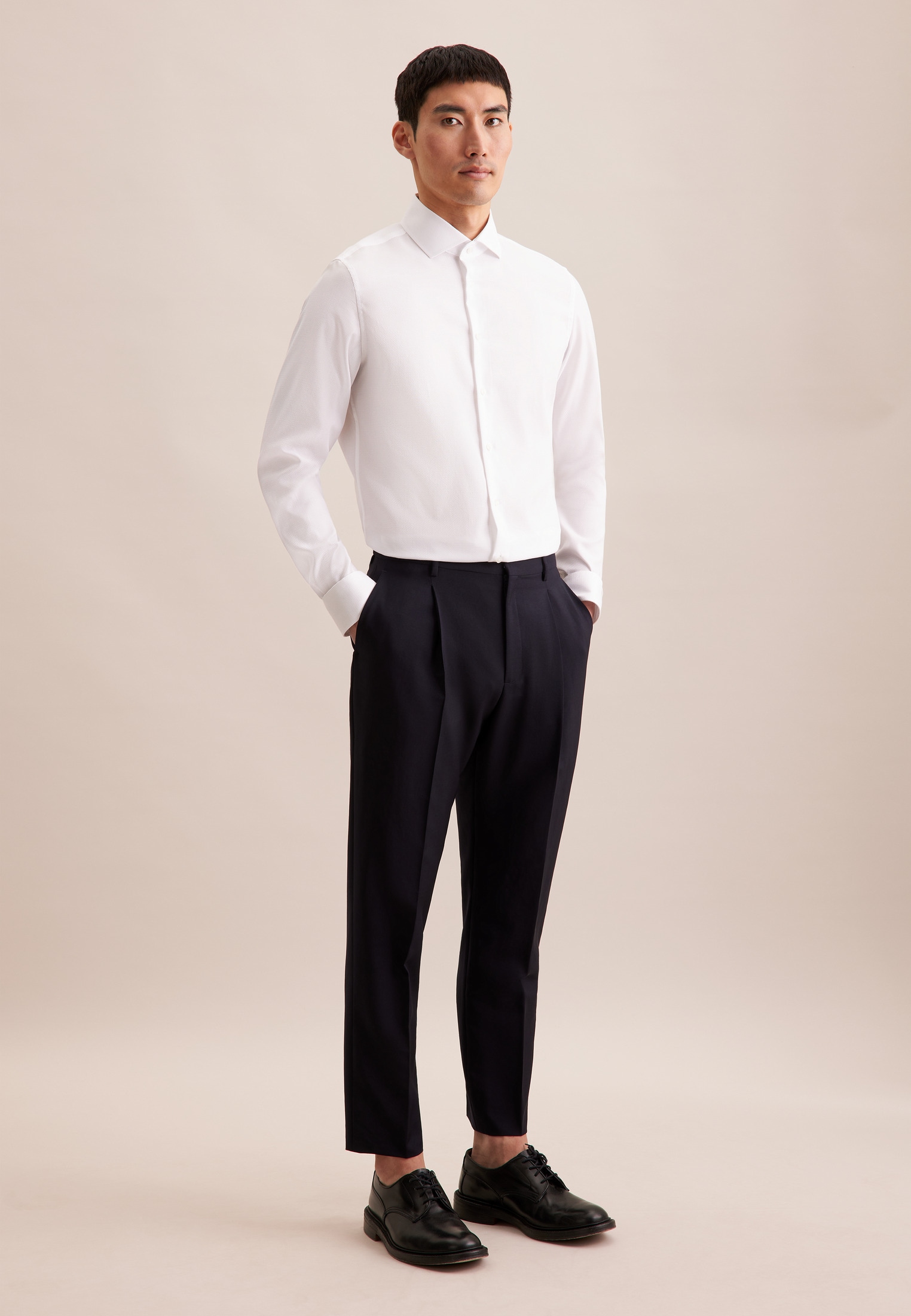 seidensticker Businesshemd »Schwarze Rose« Shaped 1/1 Extra lang Kentkragen Struktur