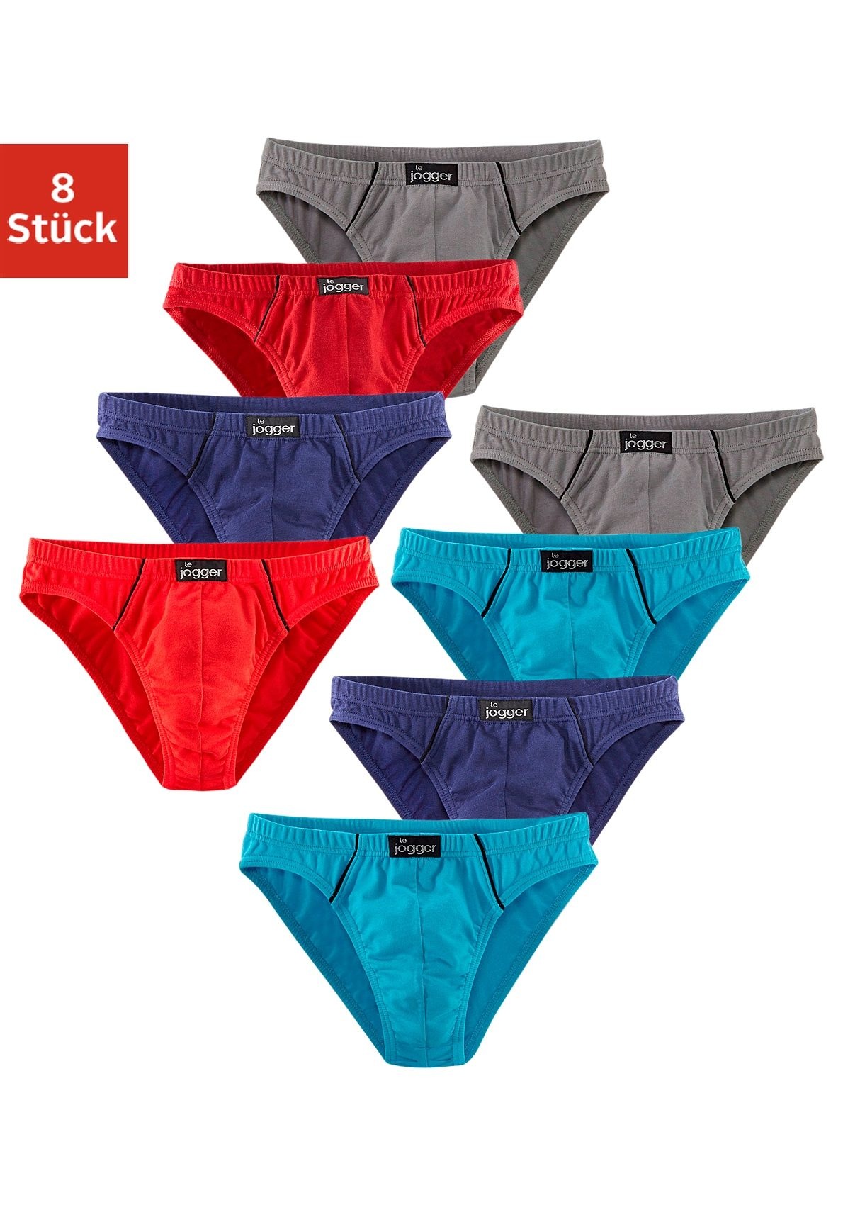 Image of le jogger Slip "Minislip" Packung, 8 Stk., knappe Form, schöne Farben mit kontrastfarbenen Pipings