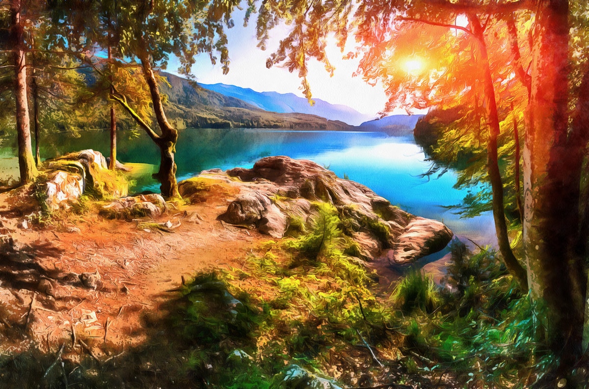 Papermoon Papier peint photo »Bergsee Malerei«