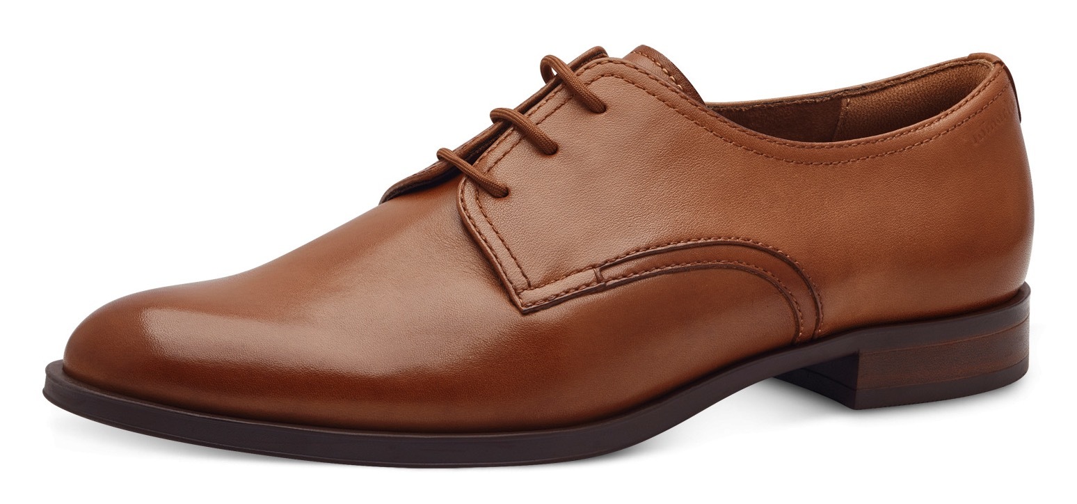 Image of Tamaris Schnürschuh, Blockabsatz, Halbschuh, Businessschuh mit Ziernähten