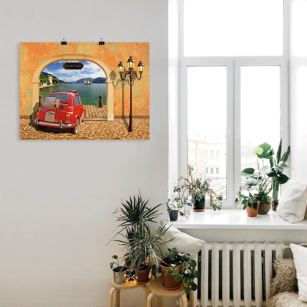 Artland Wandbild »Kleiner italienischer Hafen«, Auto, (1 St.), als Leinwandbild, Poster in verschied. Grössen