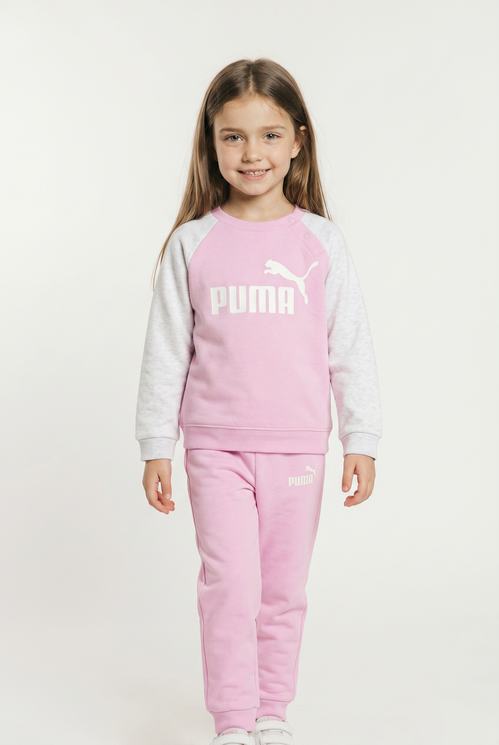 Image of PUMA Trainingsanzug "MINICATS ESS RAGLAN CREW SET FL INF" 2 2-teilig, mit Rundhalsausschnitt, mit innenliegendem Kordelzug