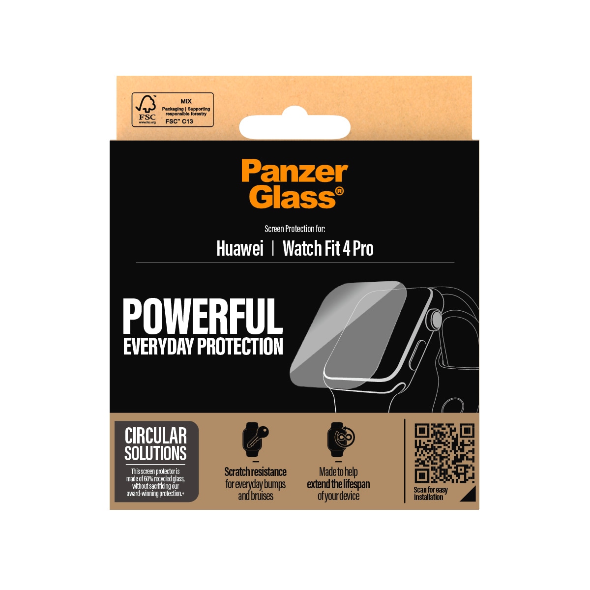 CARE by PanzerGlass Verre de protection d'écran »Powerful Everyday Protection Screen Protector« für HUAWEI Watch Fit 4 Pro Displayschutzfolie, Schutzfolie, Bildschirmschutz, kratz- & stossfest