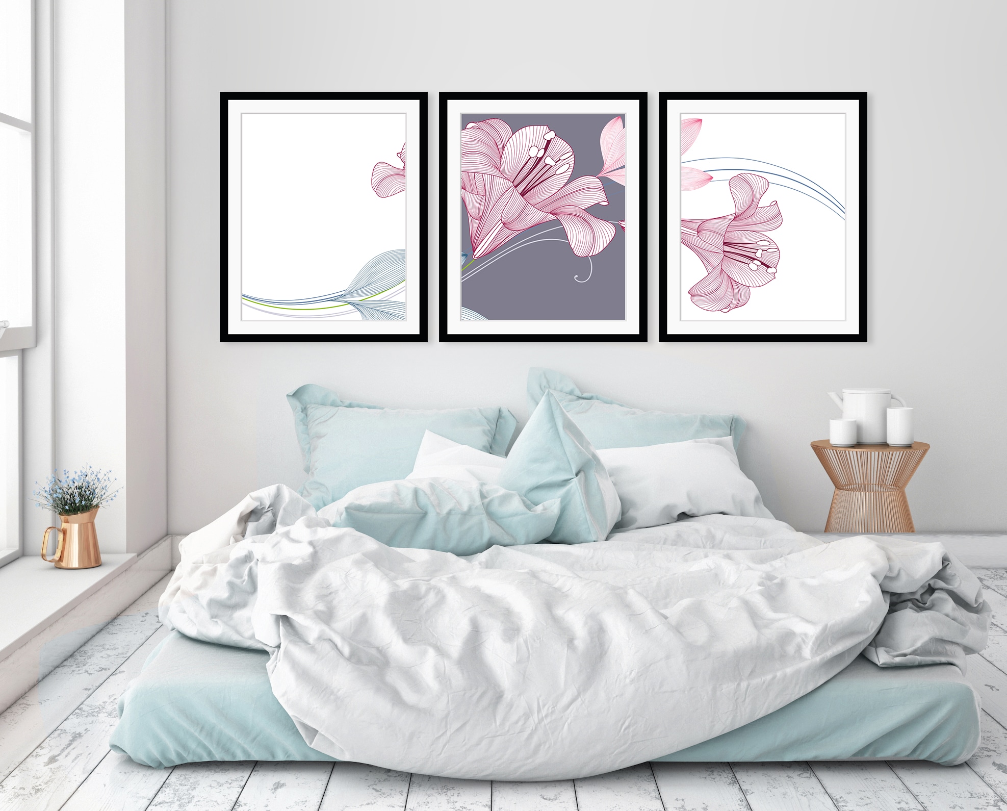 Image of queence Bild "Alma" Blumen Kunst Pflanzen Pflanzenbilder Set, Blumen, gerahmt