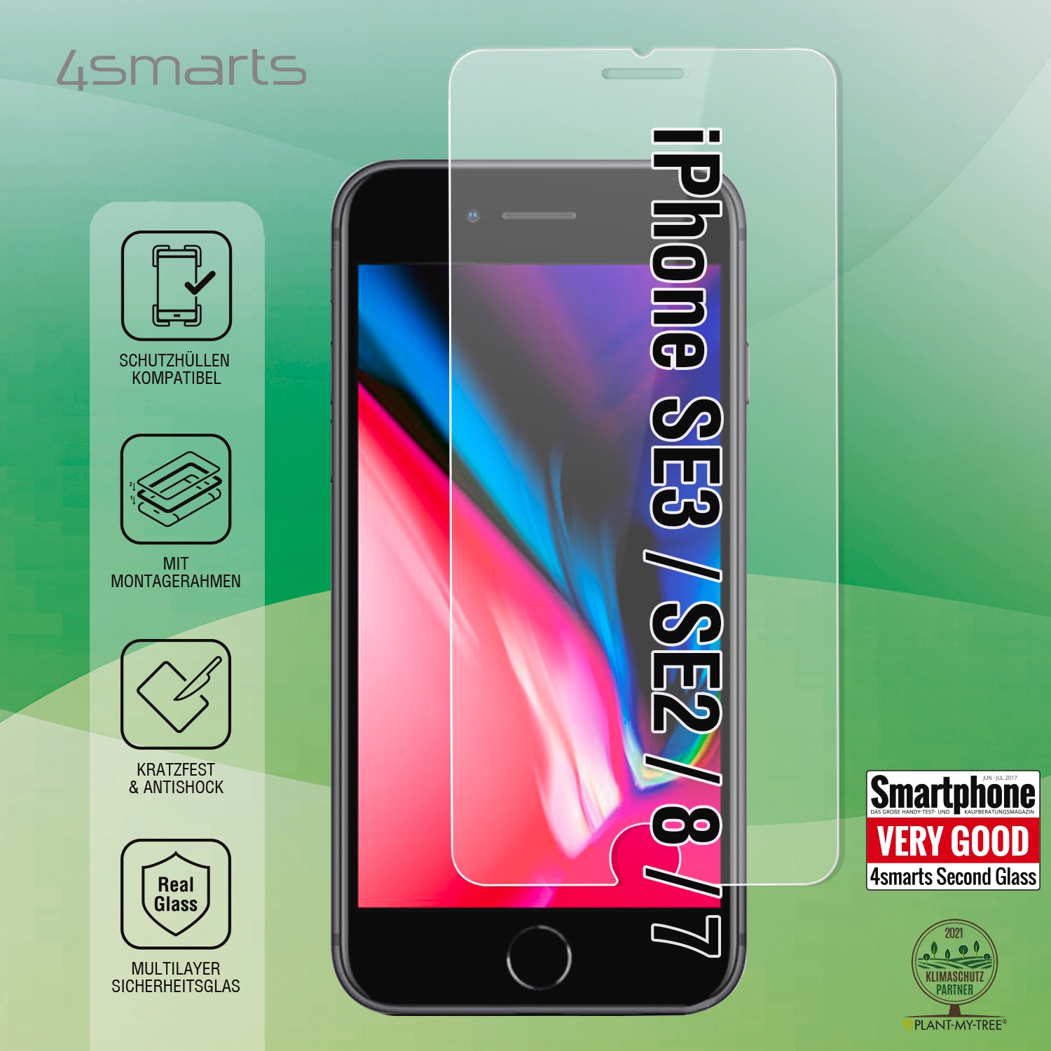 4smarts Displayschutzglas »Second Glass X-Pro Clear«, für Apple iPhone 7 / 8-Apple iPhone SE 20 / SE 22