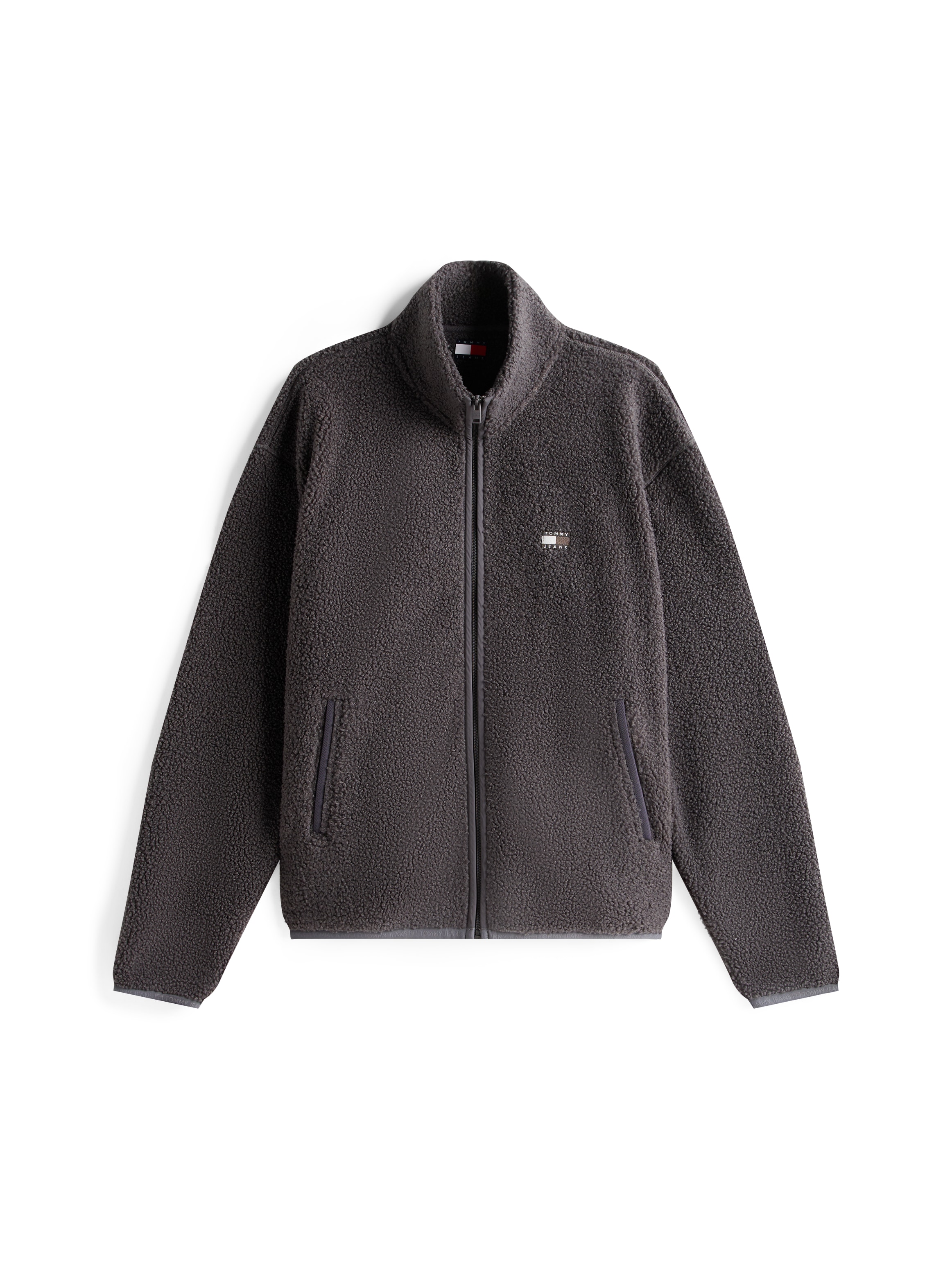 Tommy Jeans Sweatjacke »BADGE TEDDY«, Relaxed fit, Teddy-Fleece, Stehkragen
