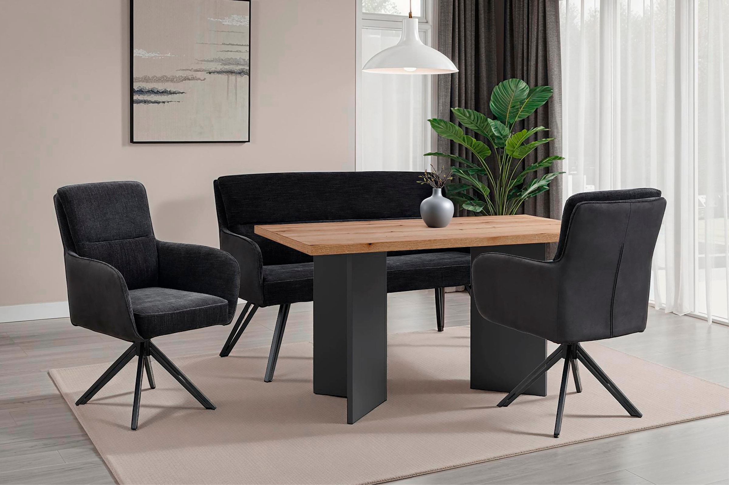 byLIVING Table de salle à manger »Marten« 1 cuis tlg. moderner Wangentisch in Eiche Nachbildung, 140 und 160 cm