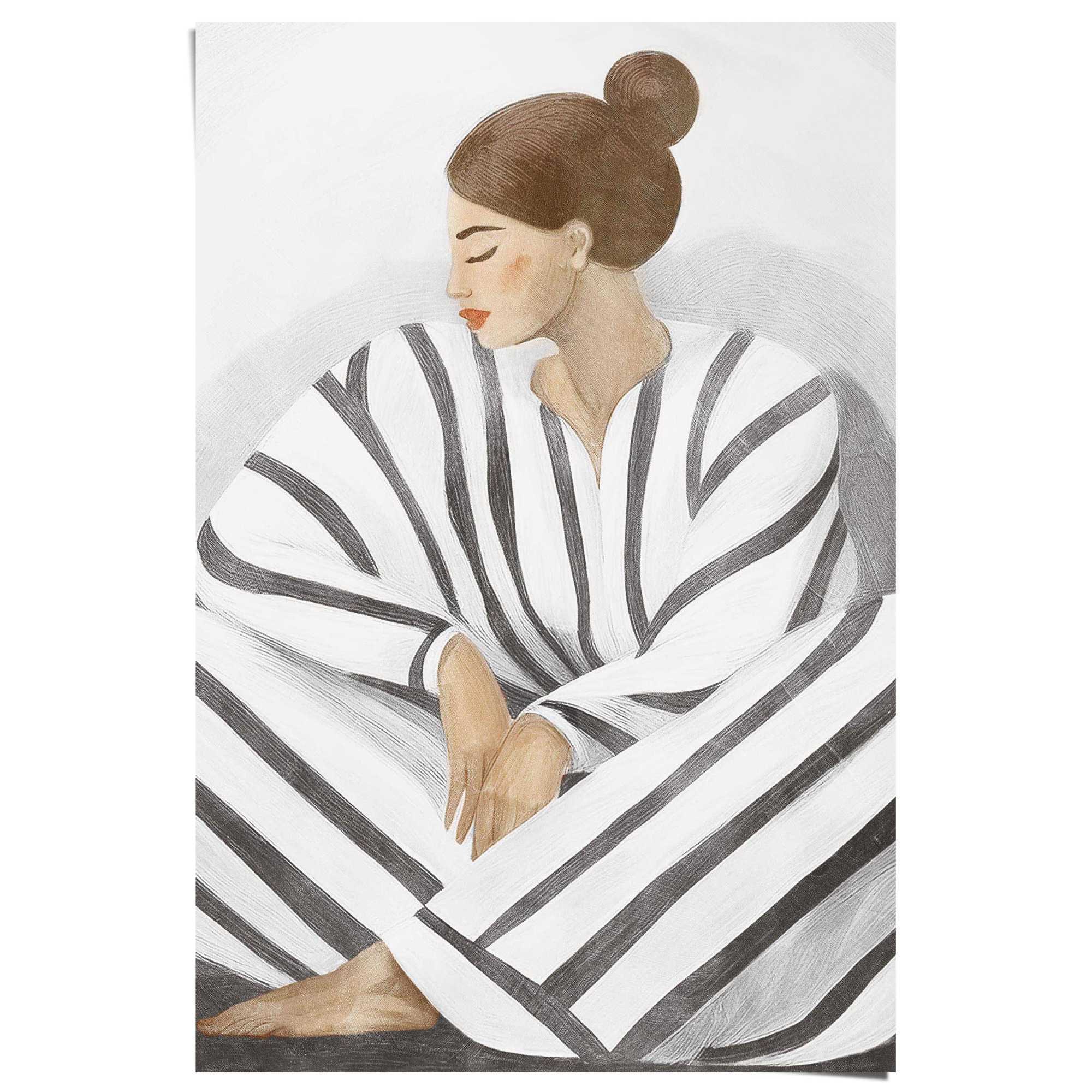 Image of Reinders Poster "Zen-Dame grau" Schlafzimmer - Weiss - 150 gr. Papier - Frauen - 61x91,5 cm