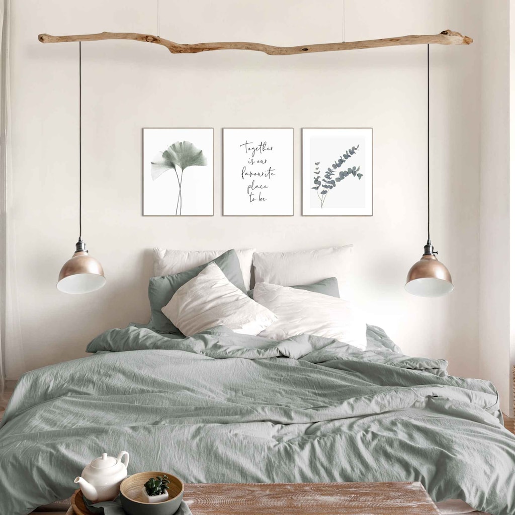 Reinders! Wandbild »Zusammen Eukalyptus - Pflanze - Ginkgo - Natur - Liebe«, (3 St.)