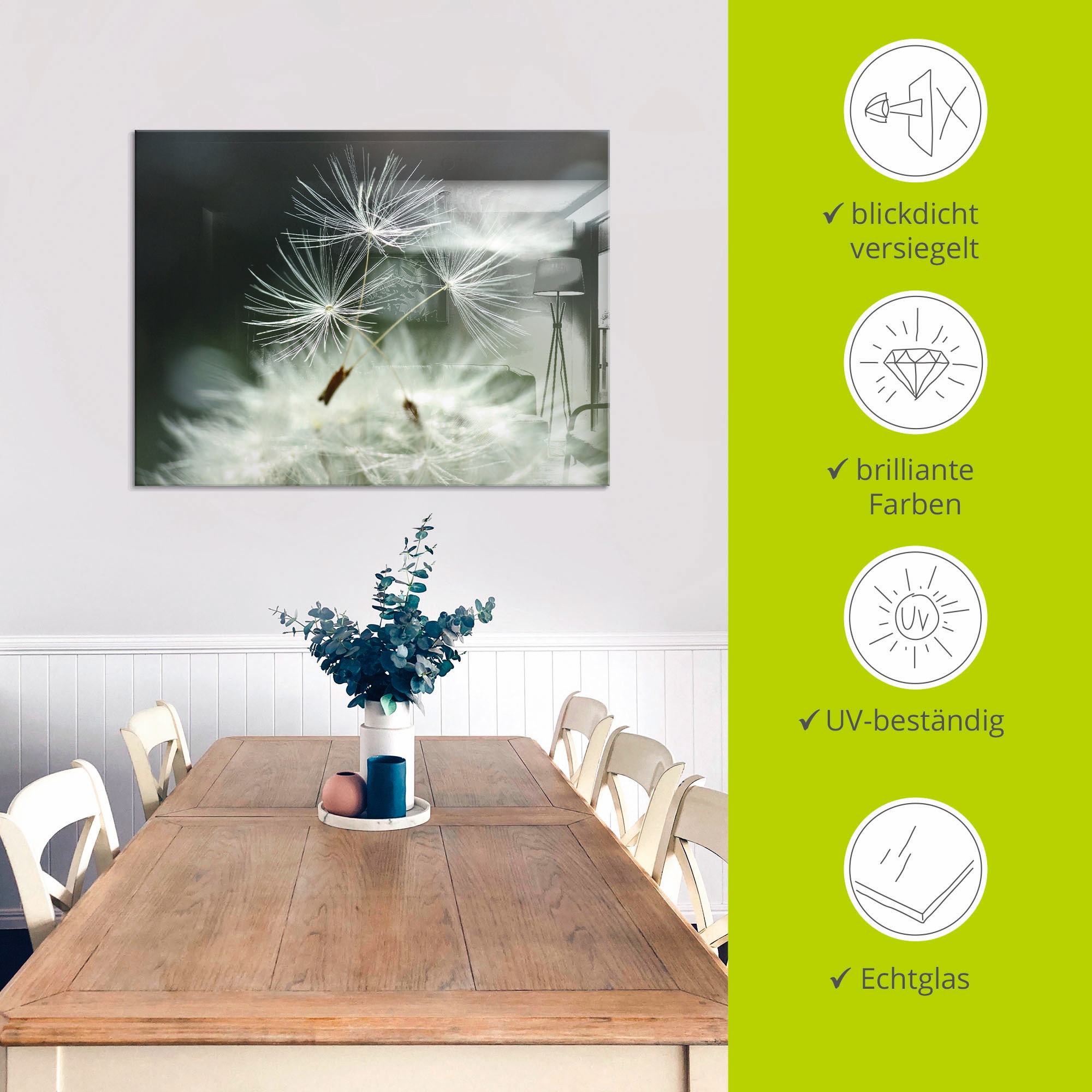 Artland Glasbild »Pusteblume Facility« Blumen 1 Stk. tlg. in verschiedenen Grössen