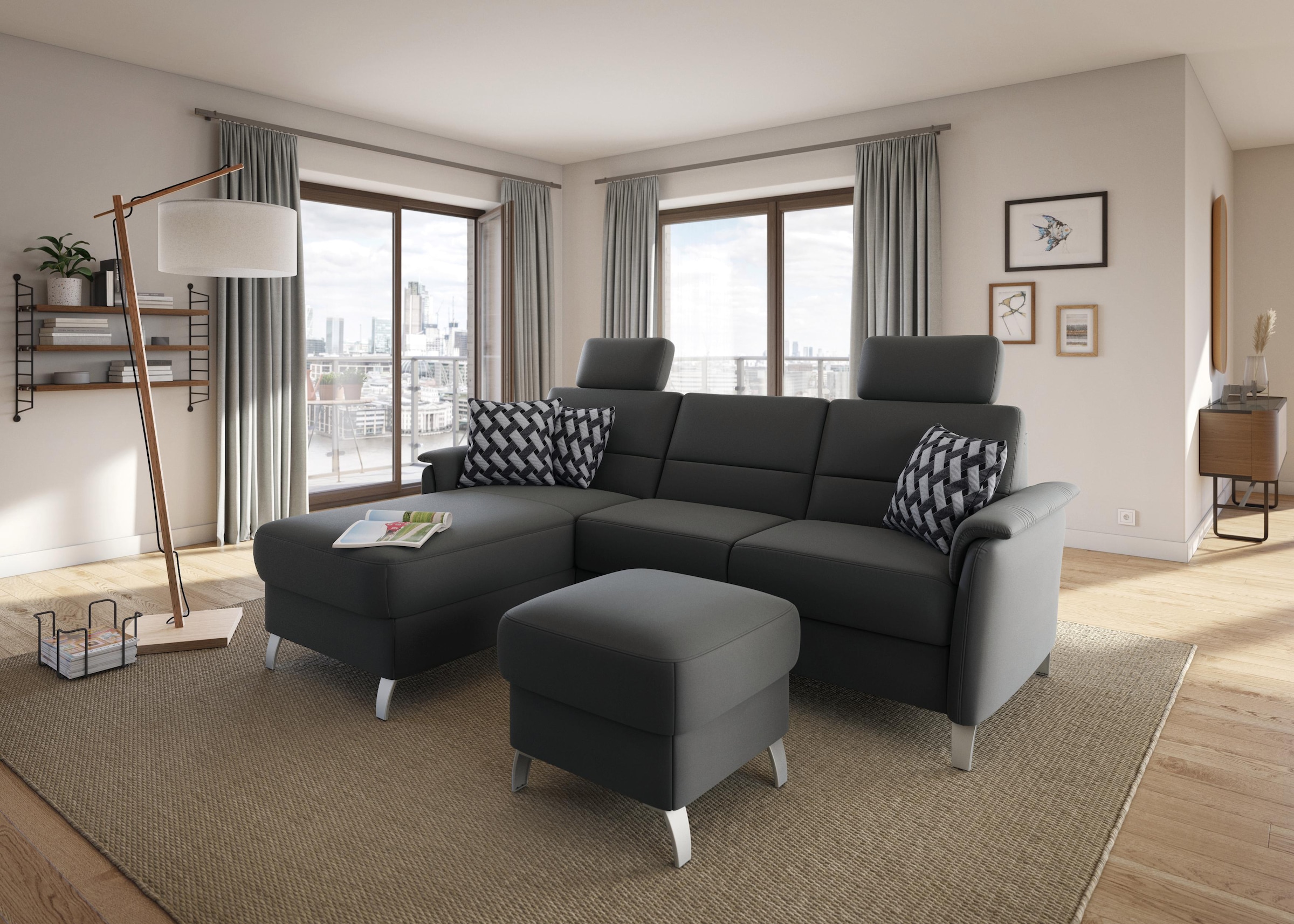 sit&more Canapé d'angle »Palmera L-Form, B: 244 cm« optional Bettfunktion & Bettkasten, Federkern