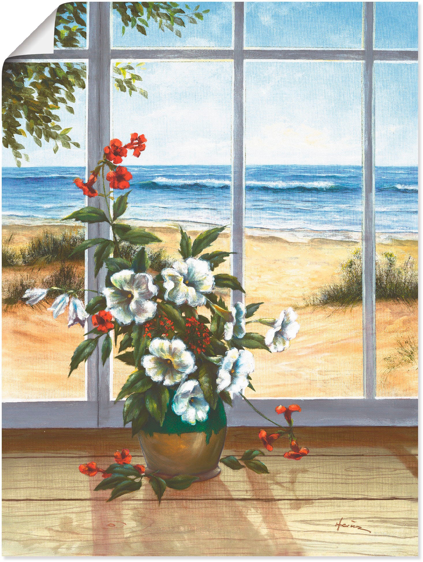Image of Artland Wandbild "Meerblick" Fensterblick 1 Stk. tlg. als Leinwandbild, Poster in verschied. Grössen