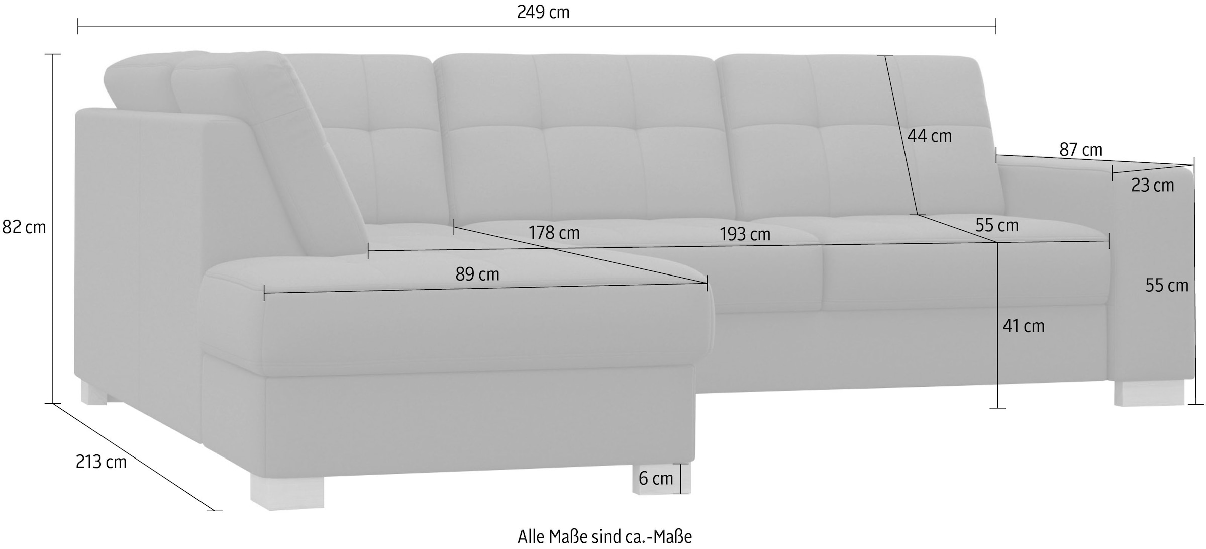 sit&more Ecksofa »Quincy L-Form«, wahlweise mit Bettfunktion und Bettkasten