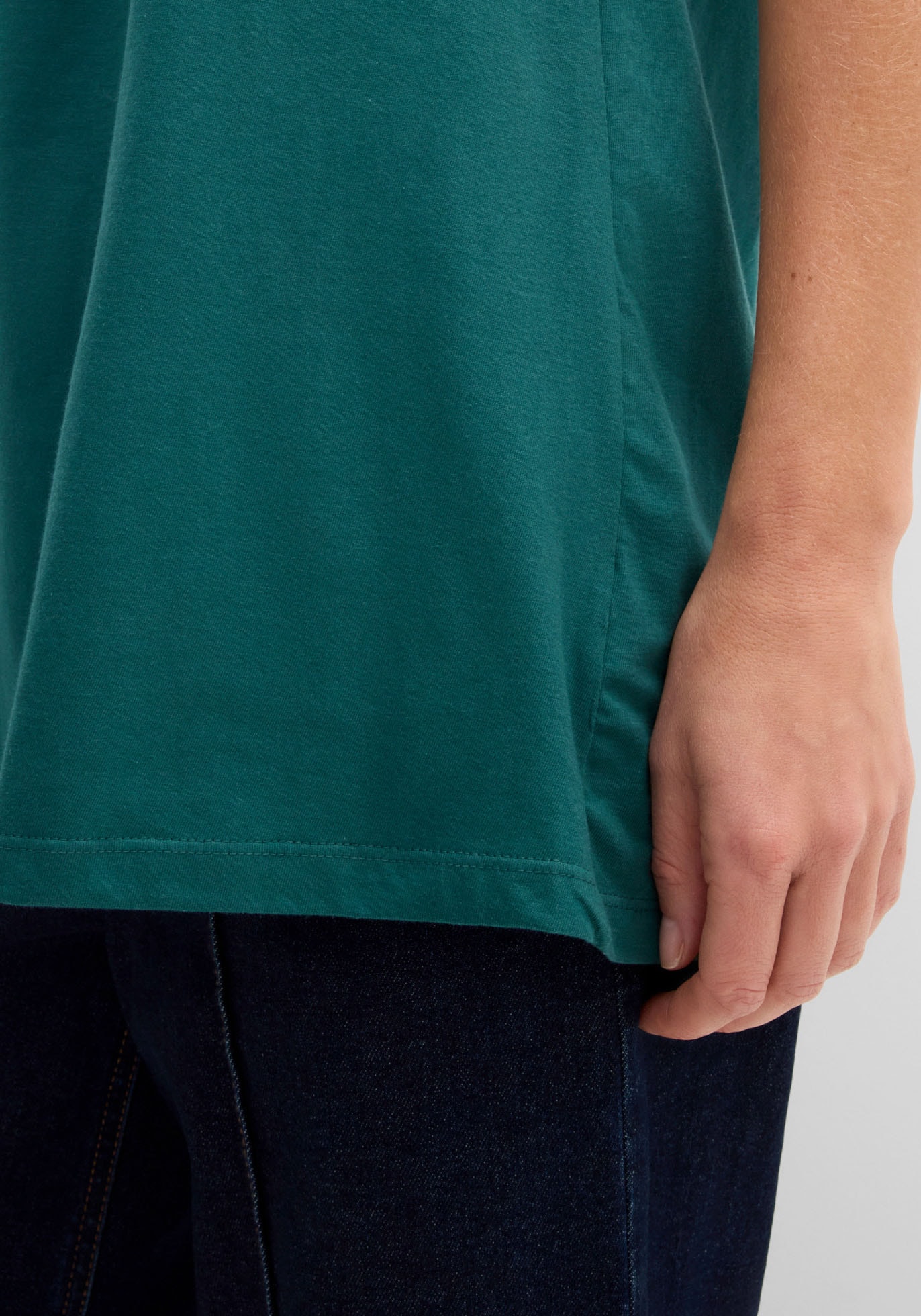 bonprix Top long »Long-Top« mit elegantem Faltendetail, lockere Passform, reine Baumwolle