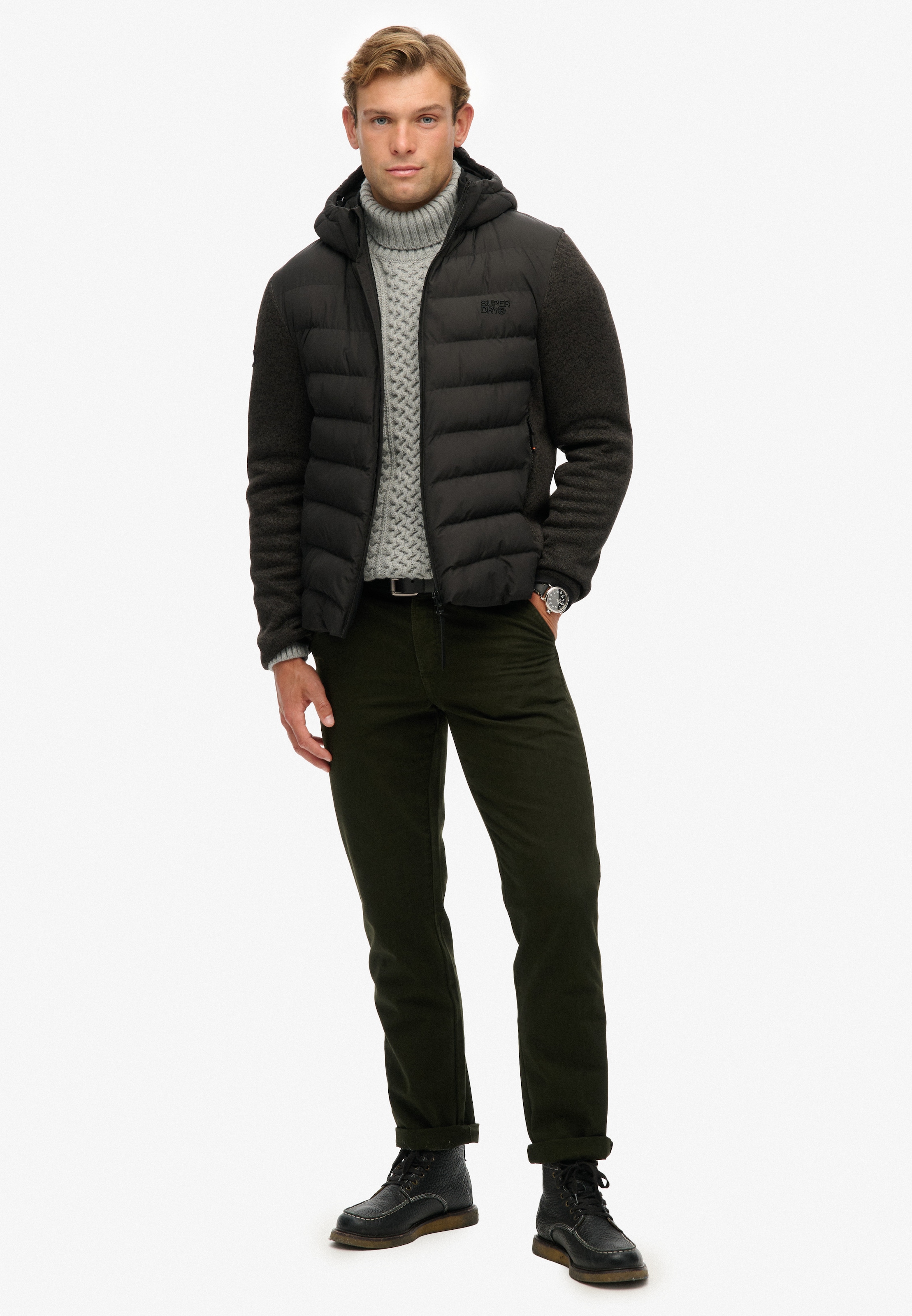Superdry Veste matelassée »HOODED STORM KNIT HYBRID JKT« mit Kapuze