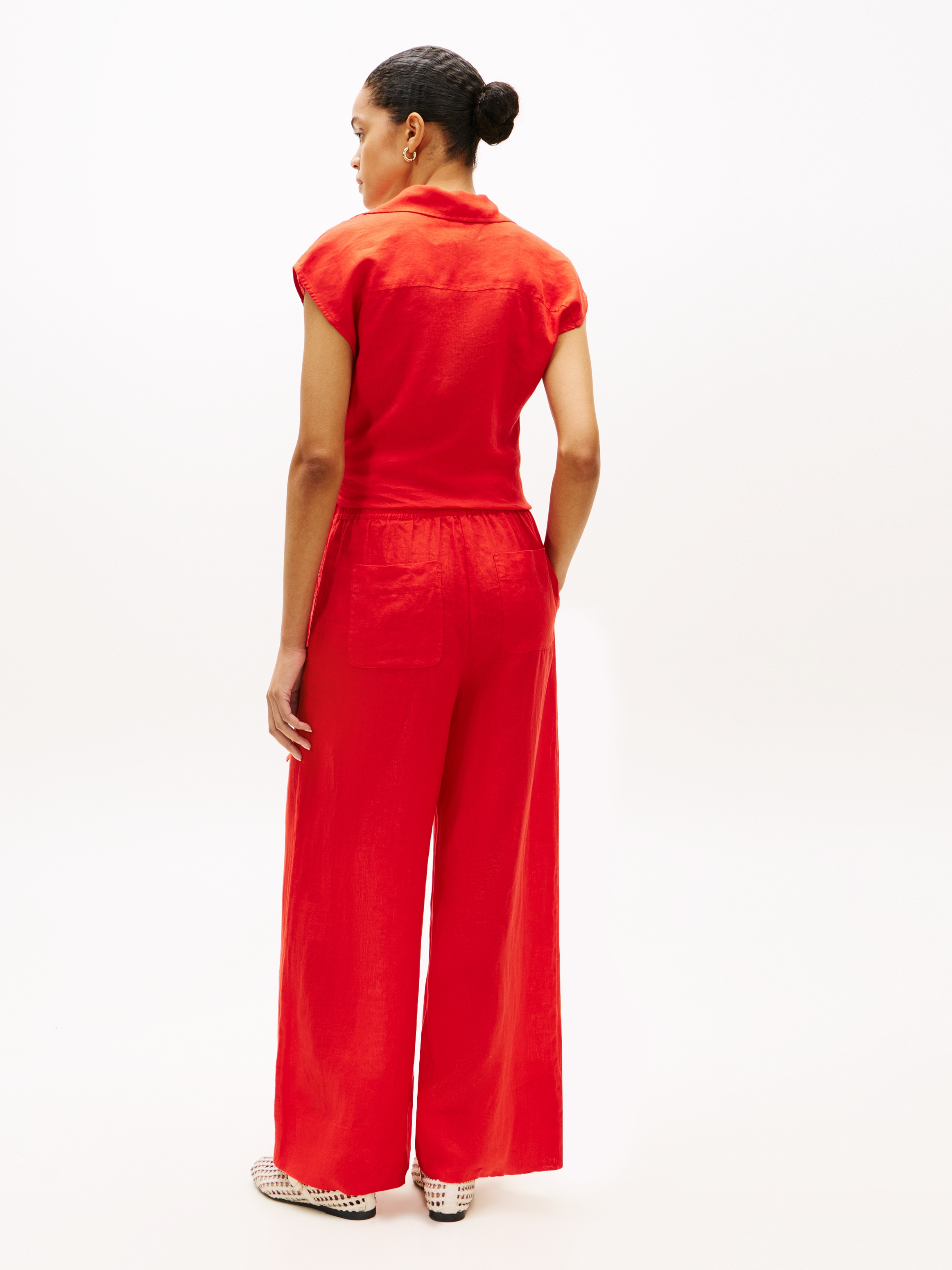 Tommy Hilfiger Pantalon en lin »ESS LINEN PULL ON PANTS«  in lockerer Passform, Elastikbund