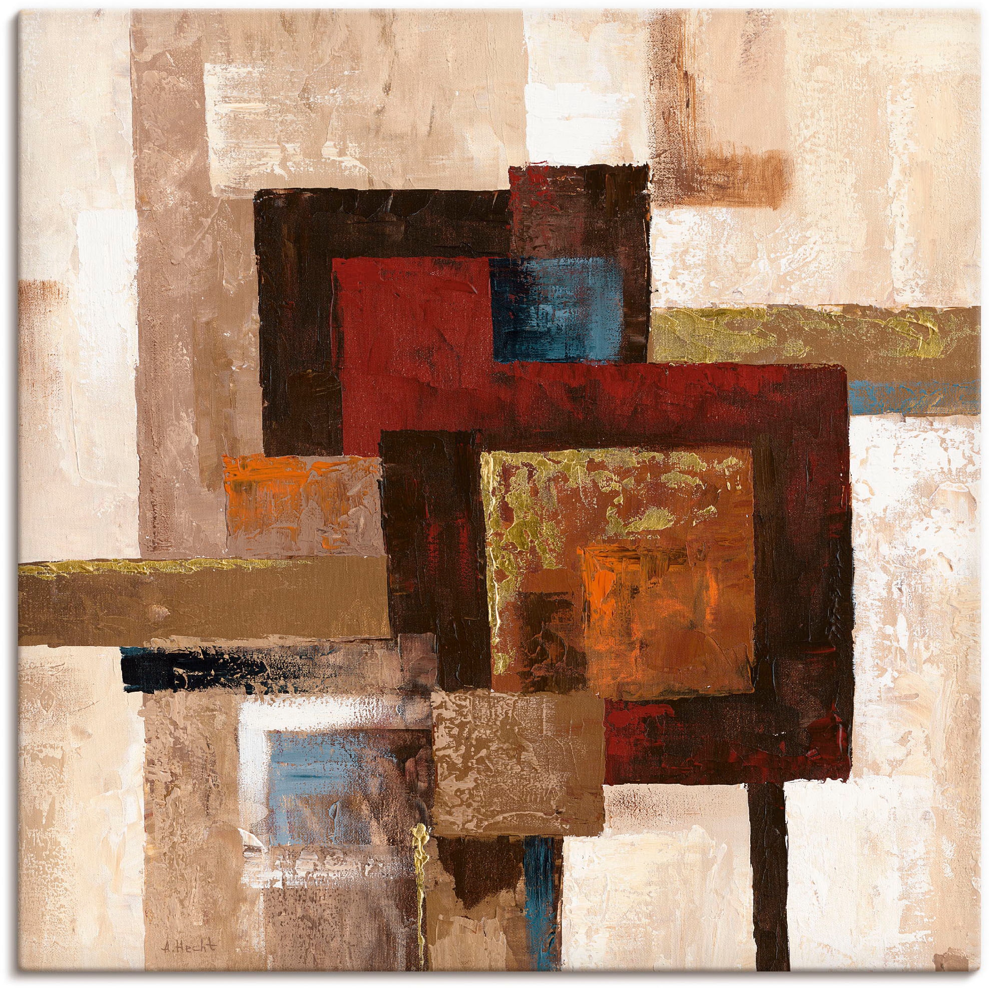 Image of Artland Leinwandbild "Karos Abstrakt II" Muster 1 Stk. tlg. auf Holzrahmen gespannt
