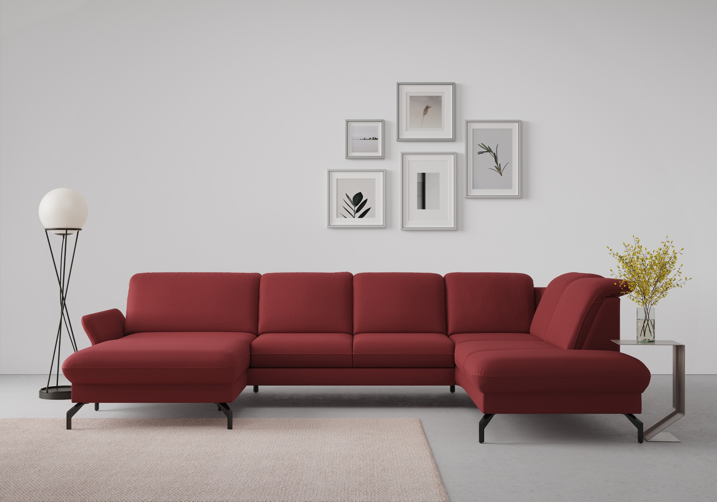 sit&more Wohnlandschaft »Fashion U-Form« wahlweise mit Kopfteilverstellung, Vorziehsitz, motorisch, Metallfüsse