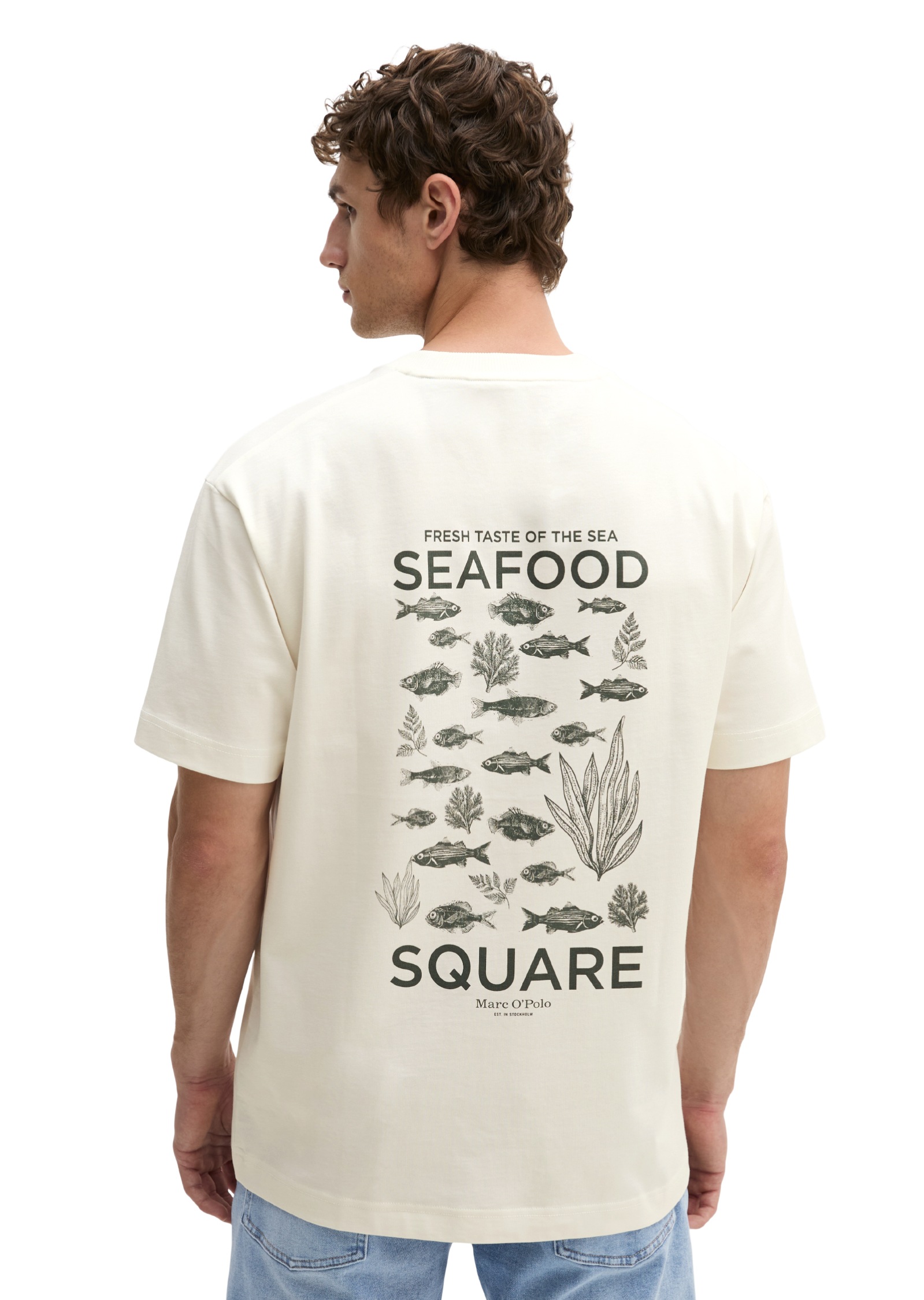 Image of Marc OPolo T-Shirt loose mit Seafood-Rückenprint