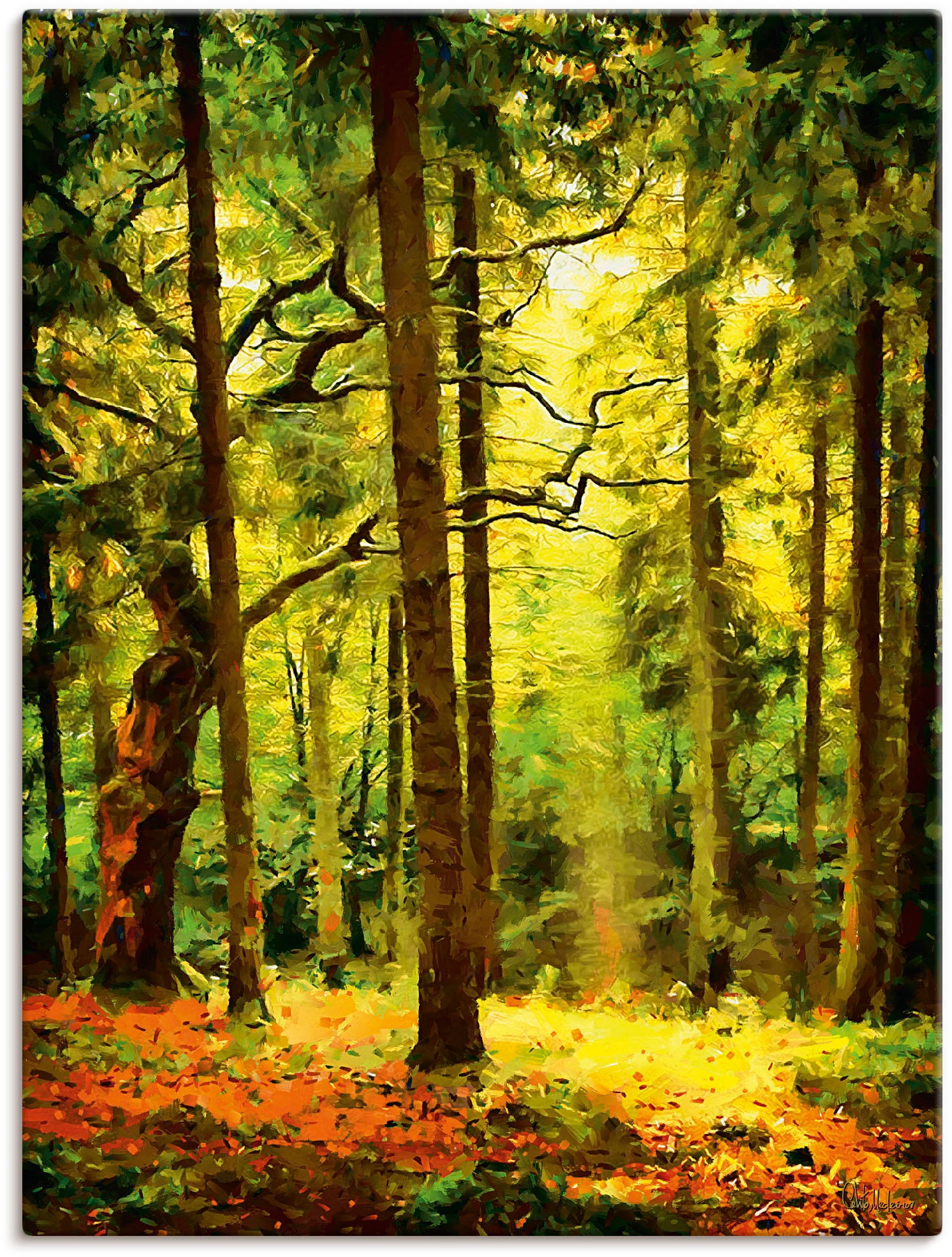 Image of Artland Leinwandbild "Wald II" Waldbilder 1 Stk. tlg. auf Holzrahmen gespannt