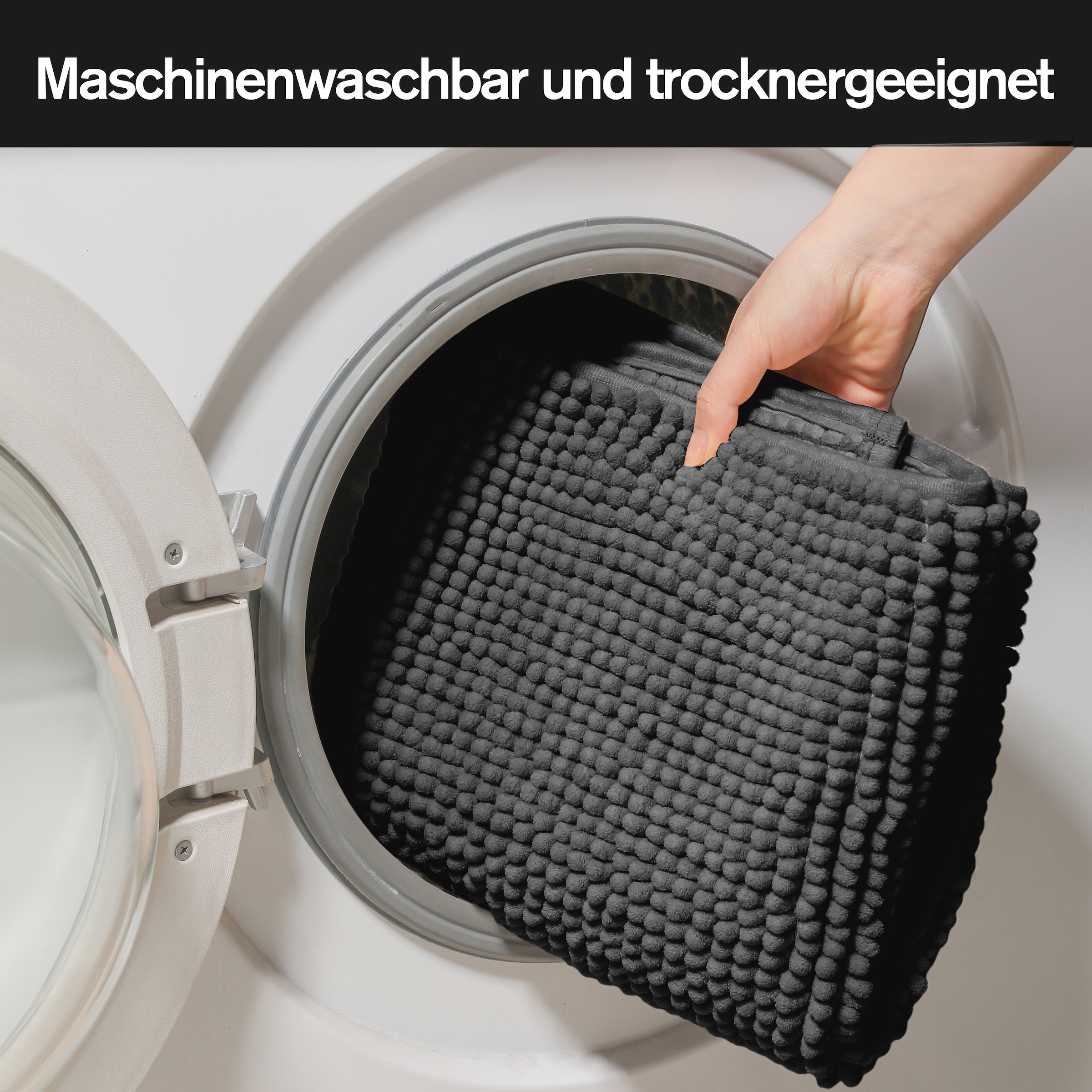 my home Tapis de bain »Vanessa Chenille, Badvorleger, Badezimmer Teppich, Duschvorleger« Höhe 15 mm Uni Farben, besonders weich