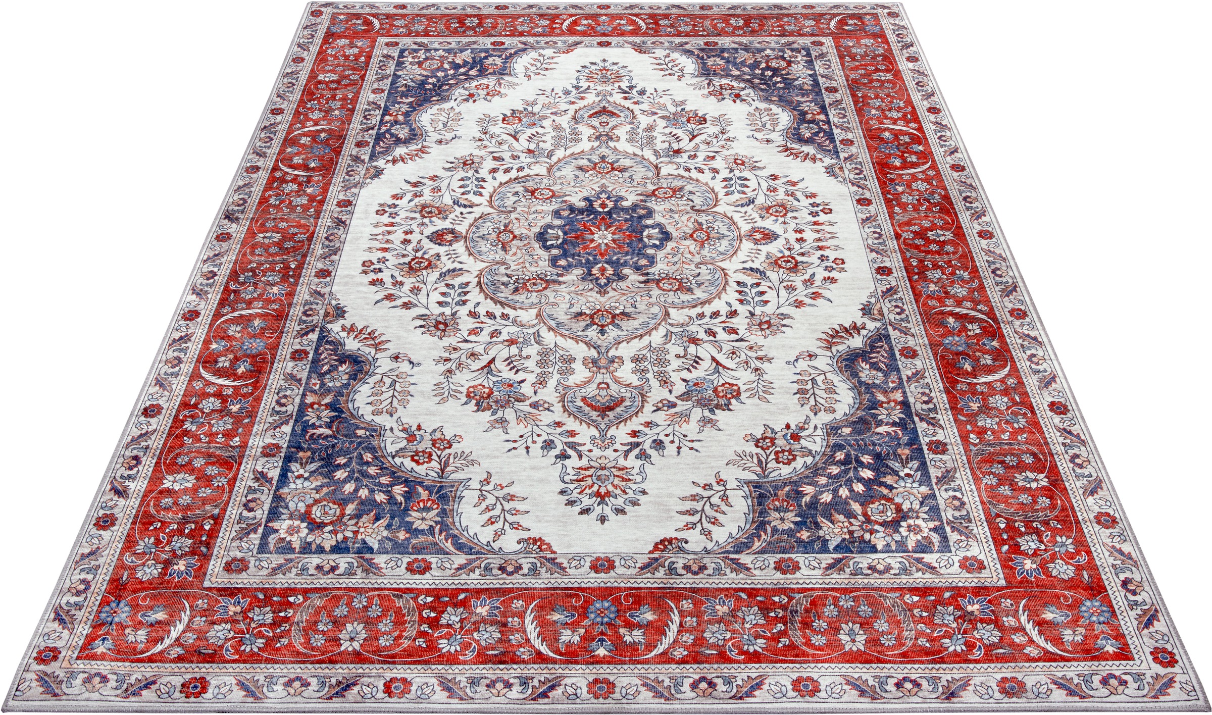 Image of NOURISTAN Designteppich »Tabriz Miray«, rechteckig, 7 mm Höhe, Klassischer Teppich, Orient Optik, Vintage Design, Gekettelt, Wohnzimmer, Schlafzimmer, Robust, Pflegeleicht bei Ackermann Versand Schweiz